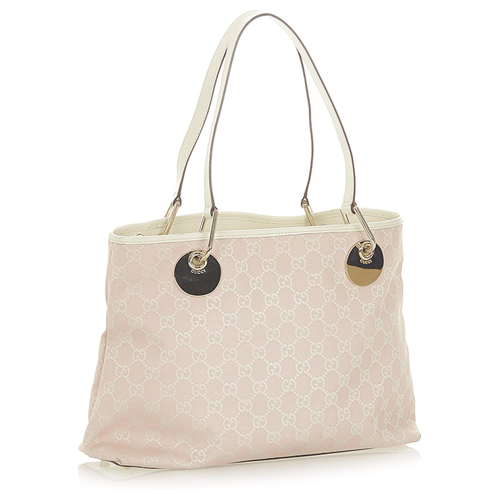 Gucci Pink GG Canvas Eclipse Tote Bag White Cream Leather Cloth Pony-style  calfskin Cloth ref.526128 - Joli Closet