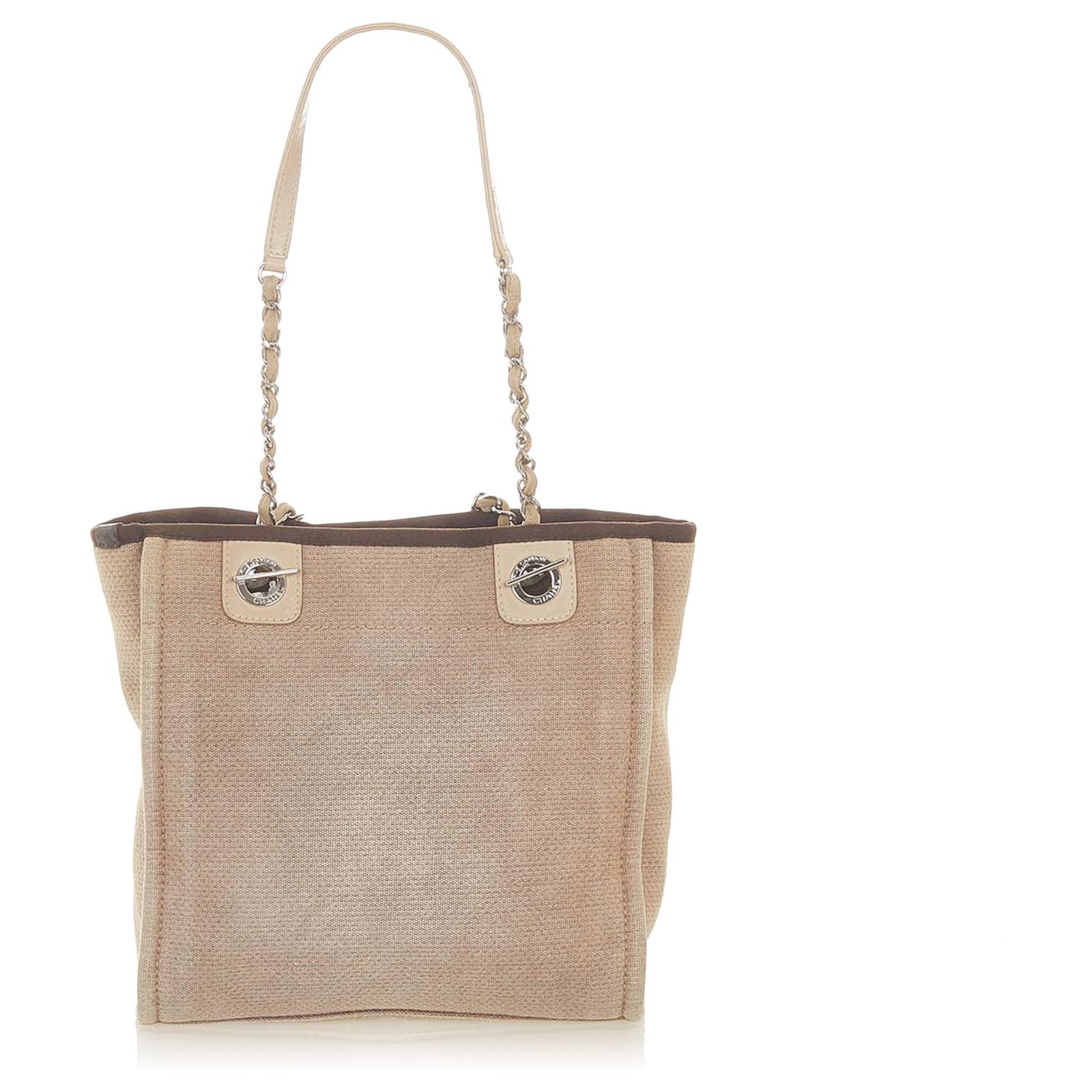 Chanel Deauville Canvas Tote Bag in Beige color