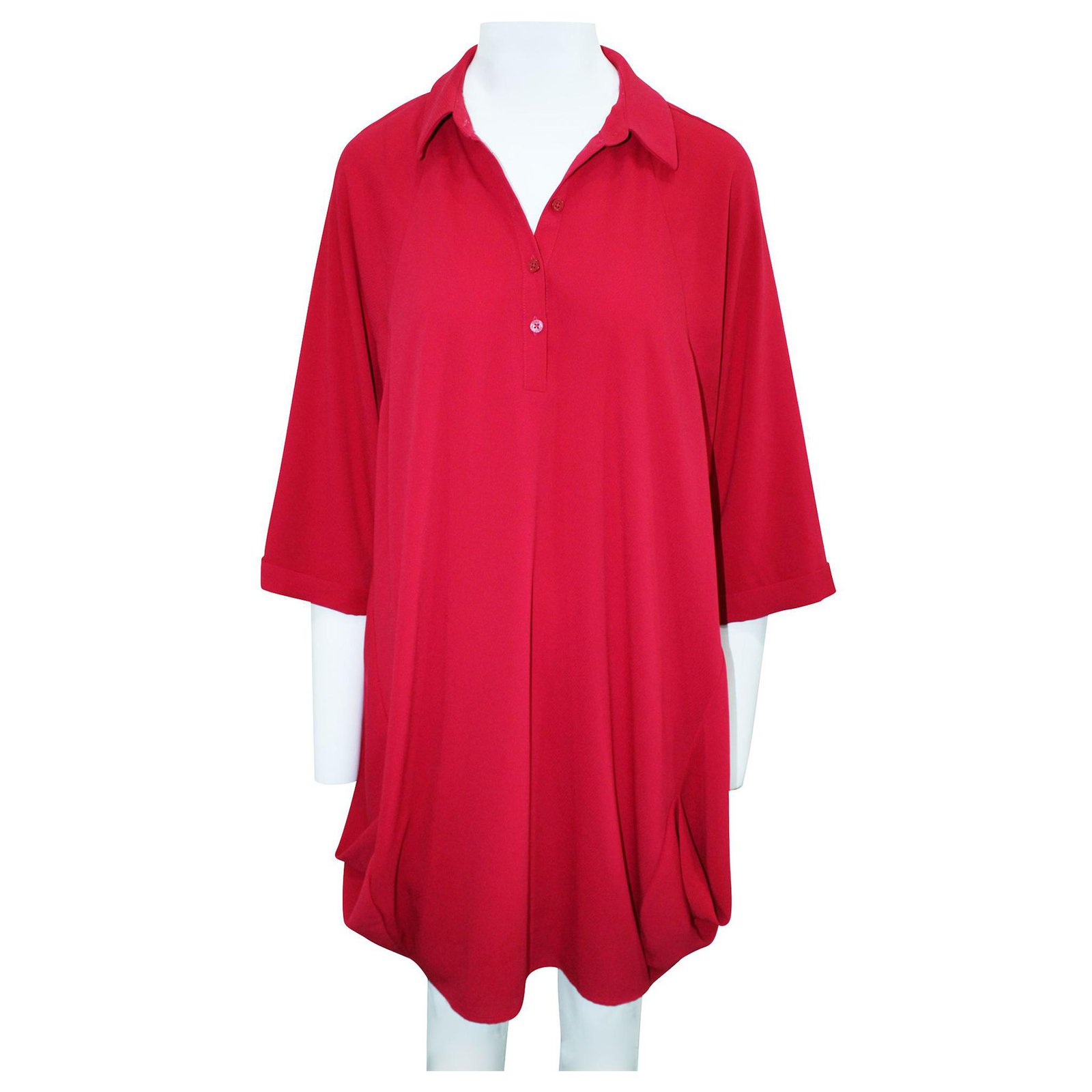 Armani Exchange Red Long Sleeve Dress Polyester  - Joli Closet