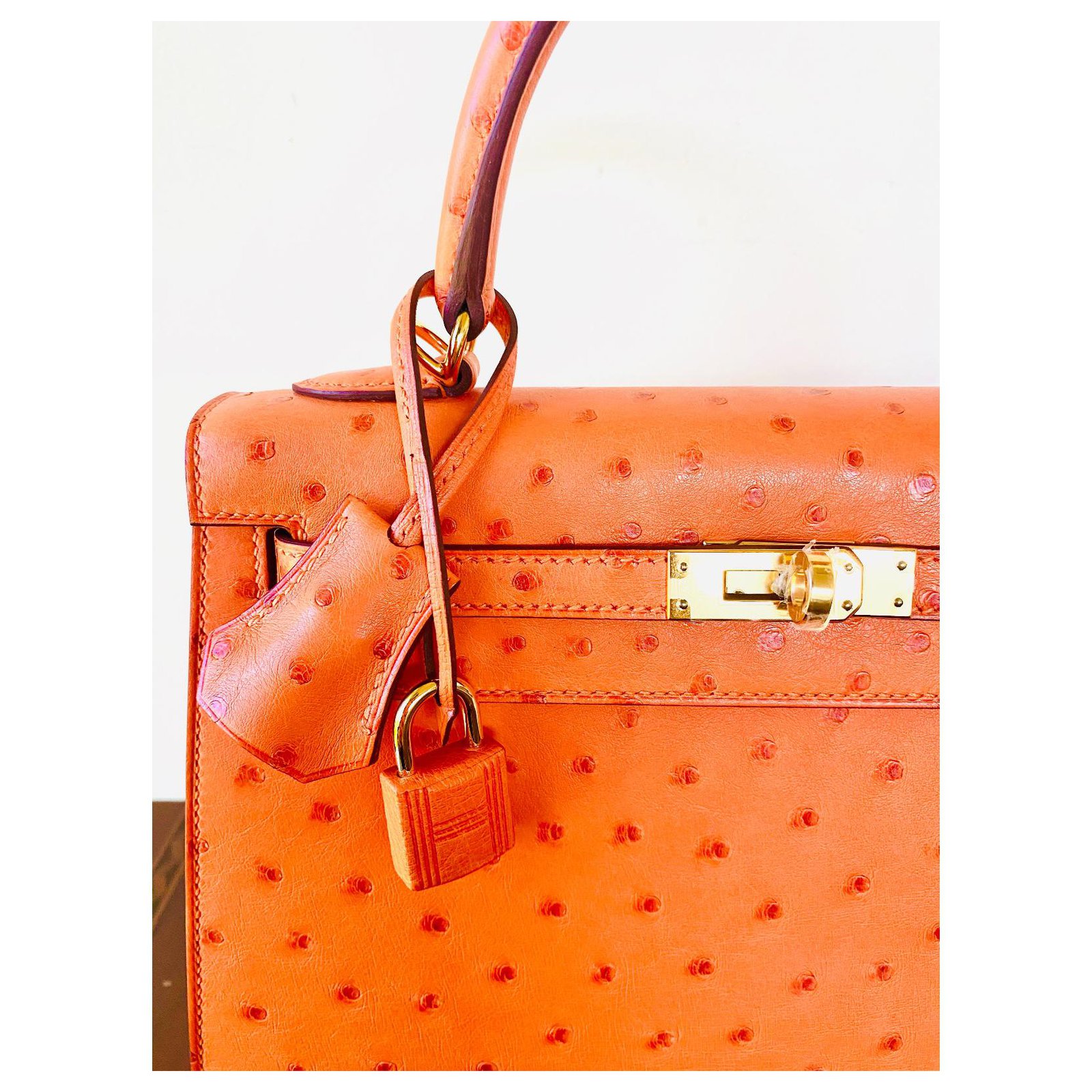 Handbags Hermès Kelly II Tangerine Orange Ostrich