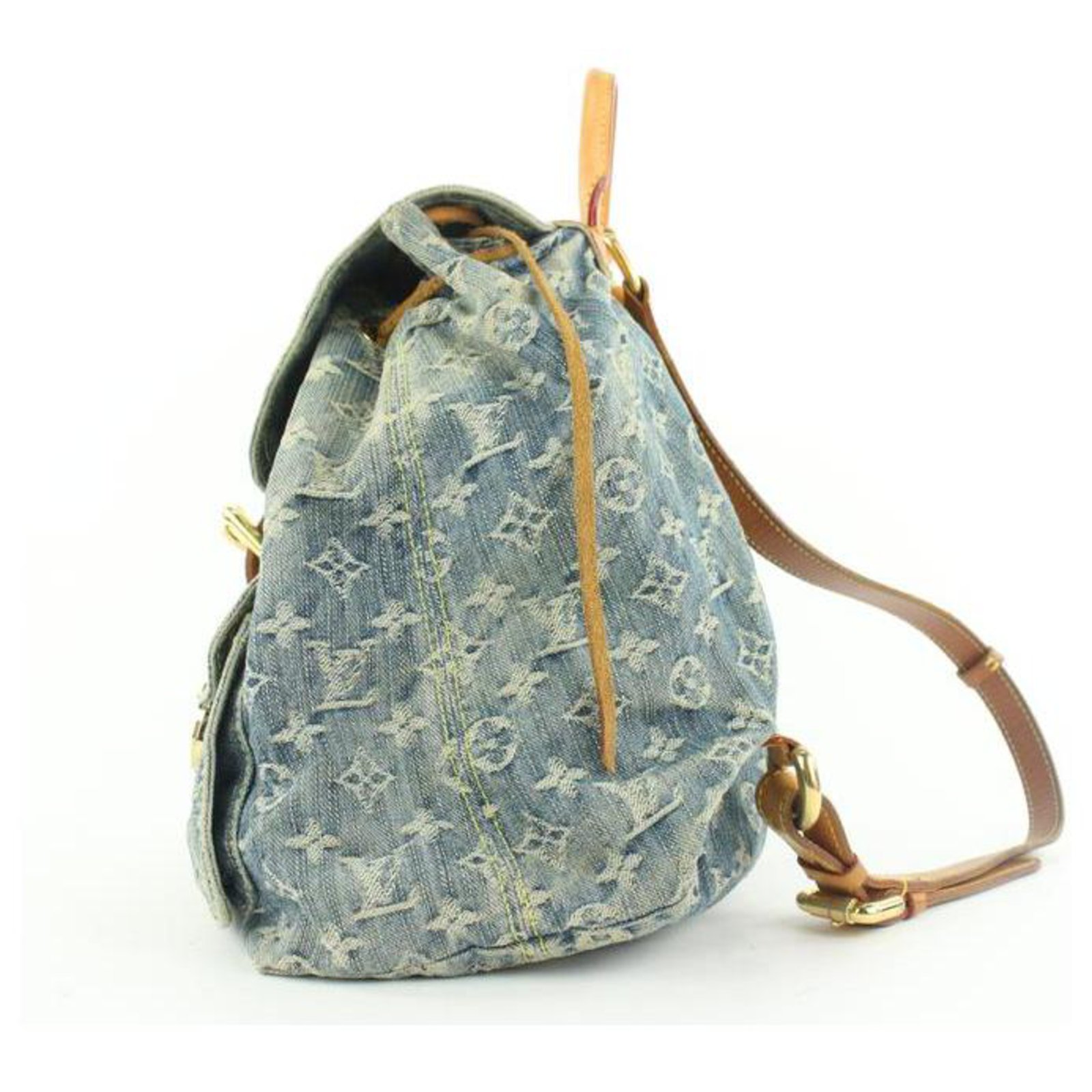 Louis Vuitton Monogram Denim Sac a Dos GM Backpack Leather ref