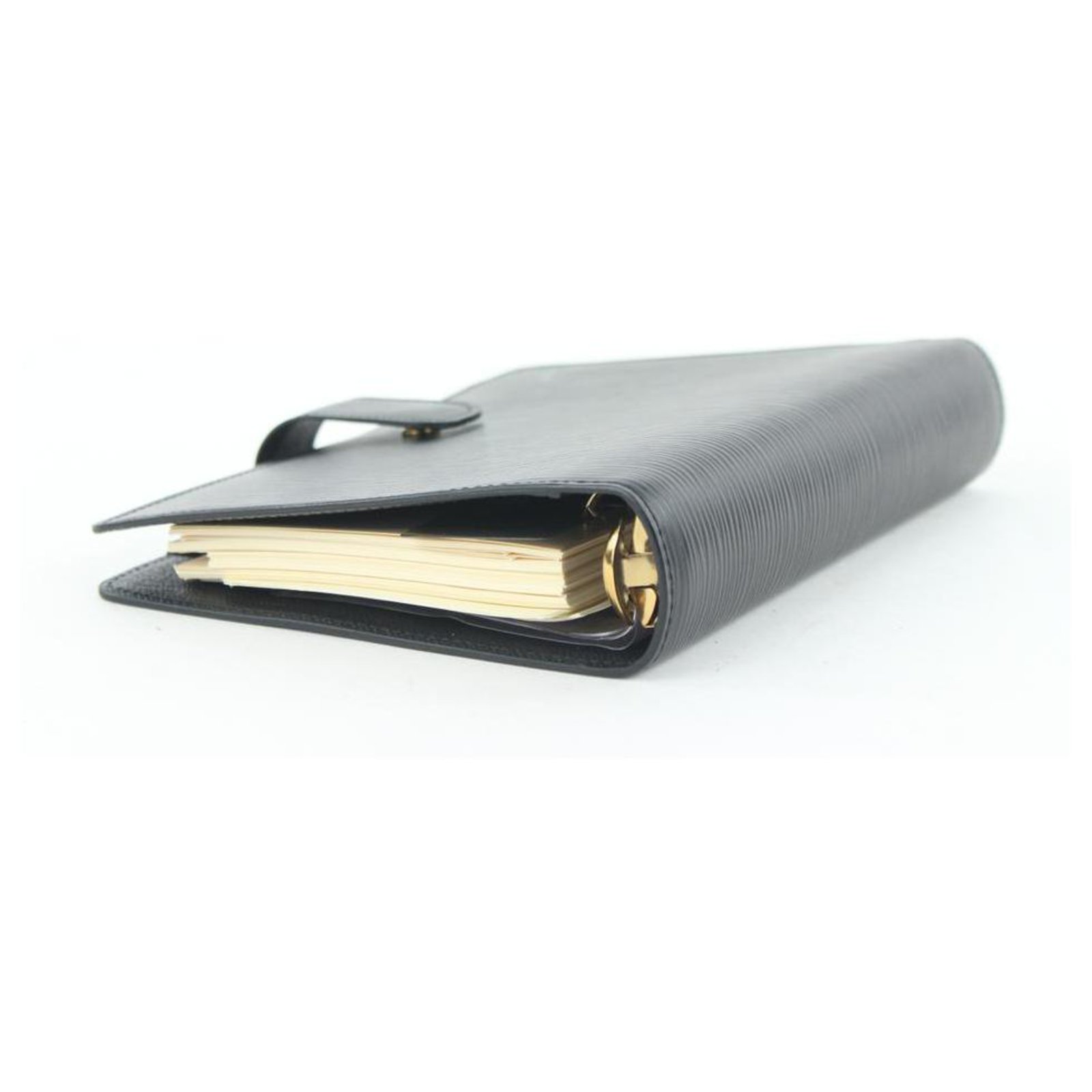 Louis Vuitton Black Epi Leather Noir Medium Ring Agenda MM Diary Cover  291lvs513