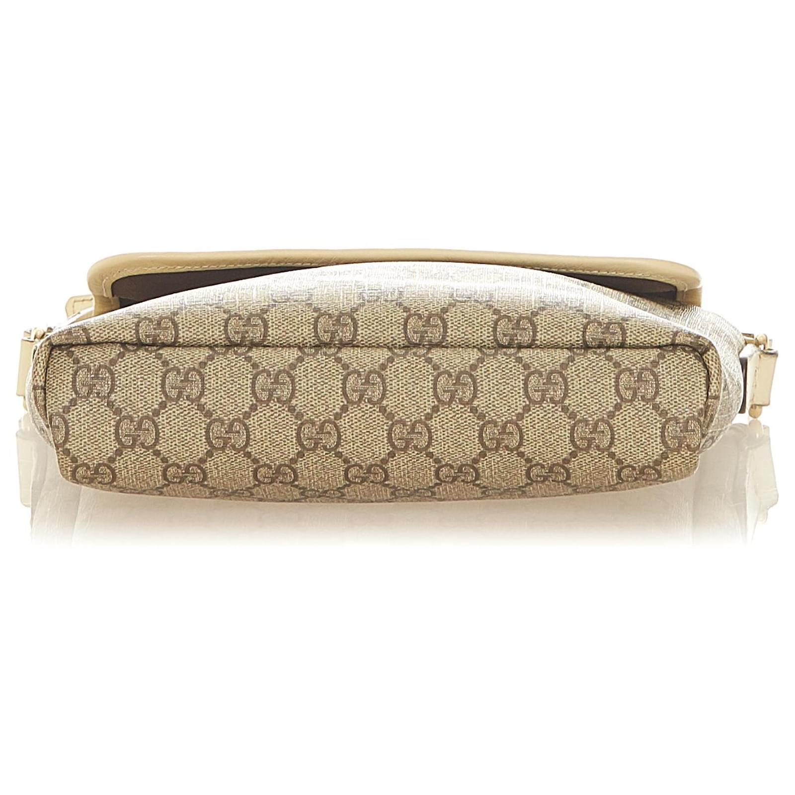 GUCCIカバン Gucci Brown GG Supreme Crossbody Bag White Beige Leather