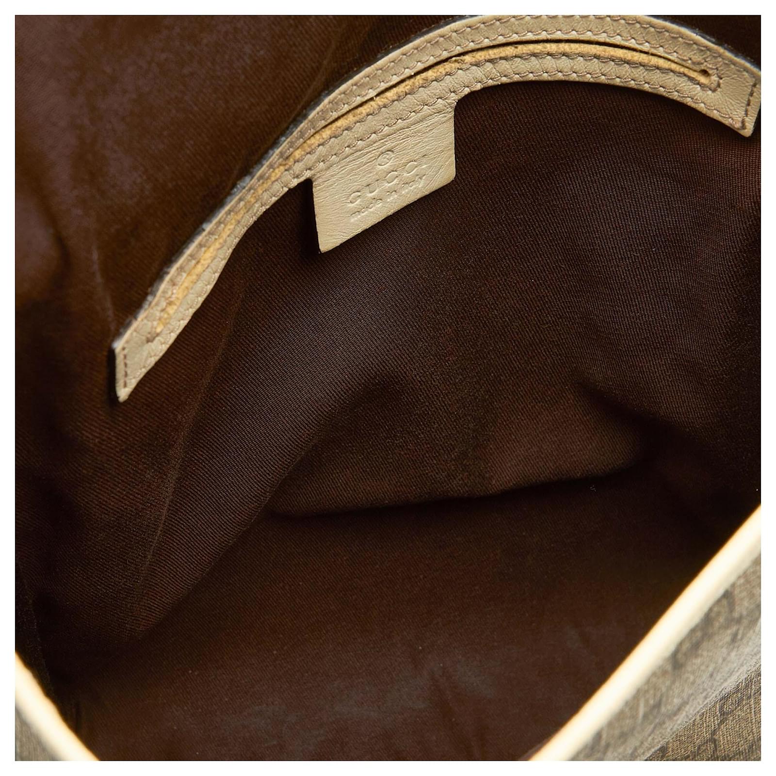 GUCCIカバン Gucci Brown GG Supreme Crossbody Bag White Beige Leather