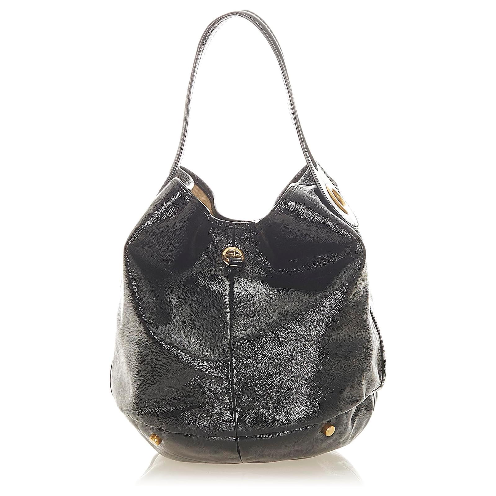 Yves Saint Laurent YSL Black Capri Patent Leather Bucket Bag