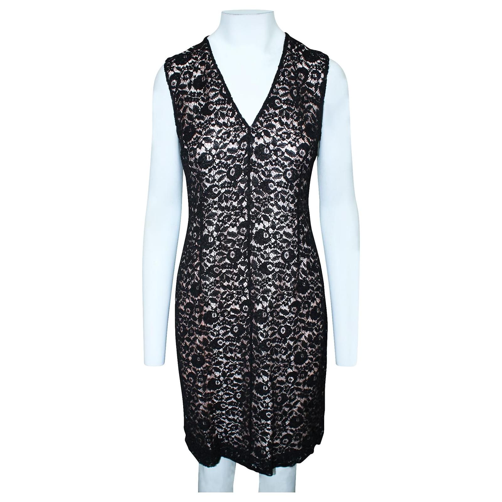 Lanvin Black V-neck lace dress (Sold) - Joli Closet
