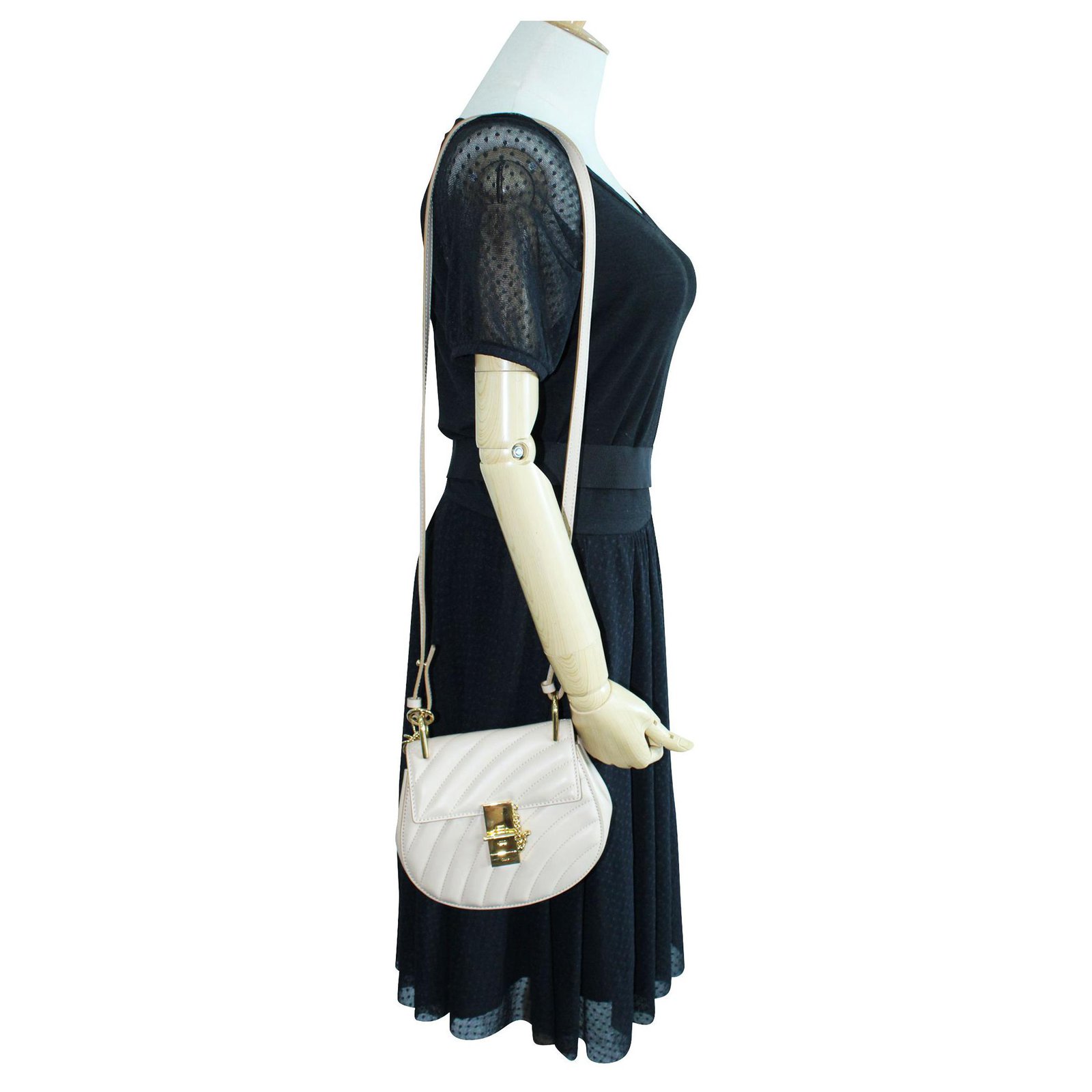 Chloé Nano Drew Bijou Quilted Shoulder Bag, Pearl In Pearl Beige