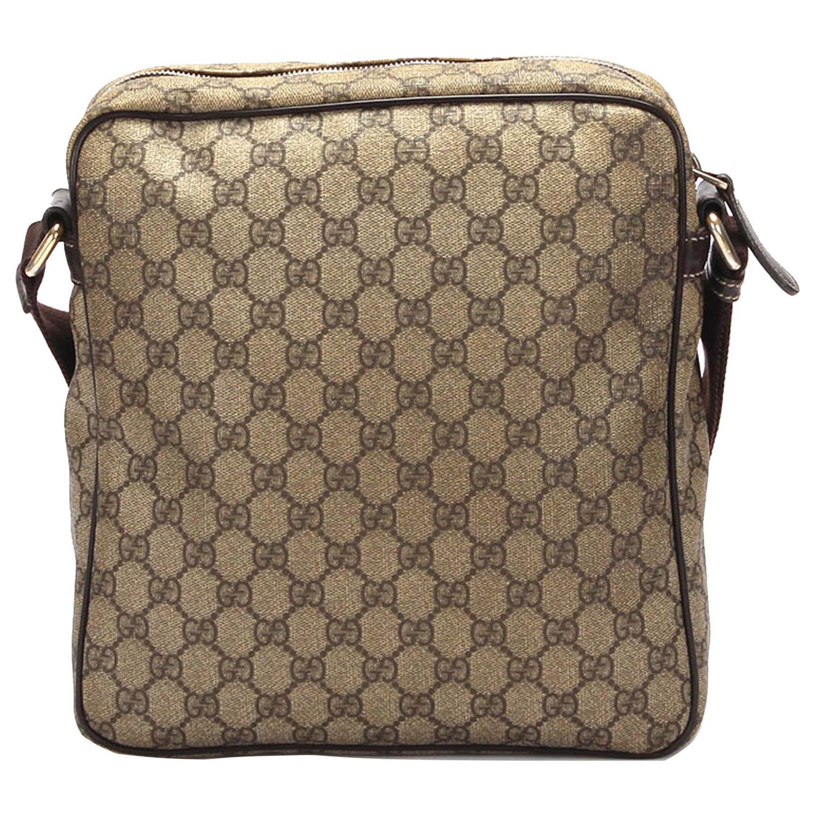 Gucci Brown GG Supreme Shoulder Bag Beige Leather Cloth Pony-style calfskin  Cloth ref.956275 - Joli Closet