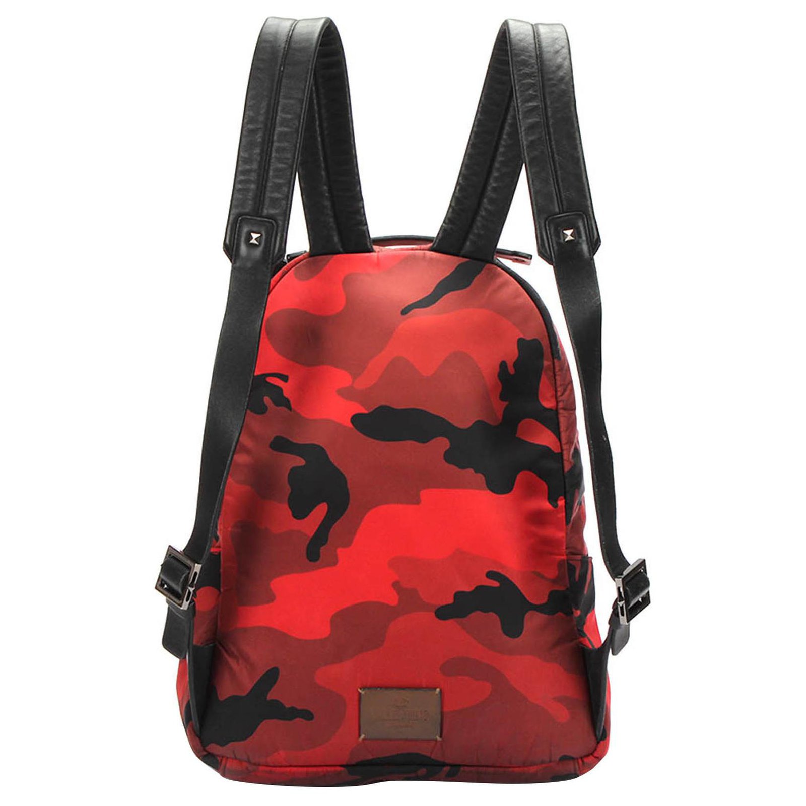 Valentino Red Camouflage Nylon Backpack Black Leather Pony-style calfskin  Cloth ref.304442 - Joli Closet