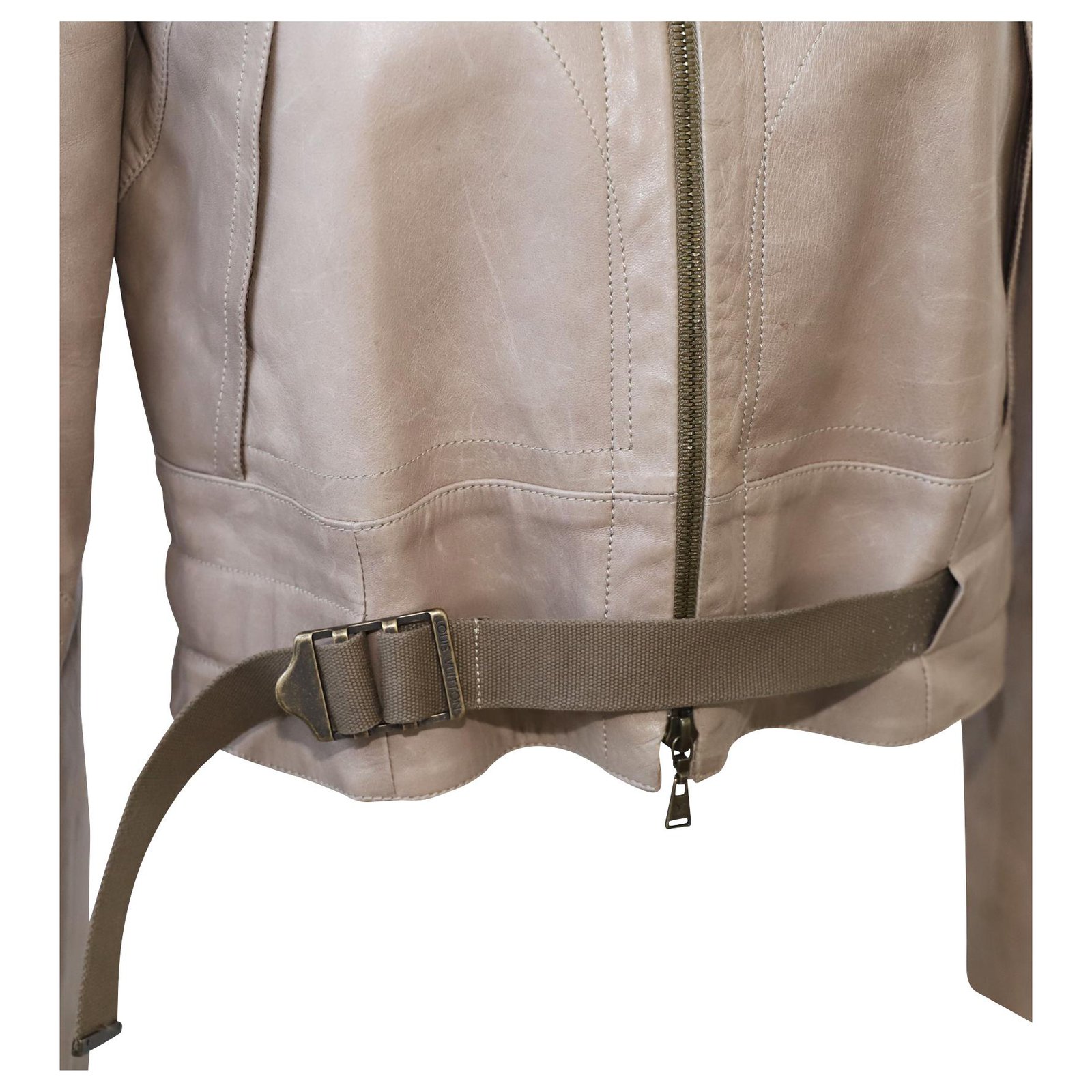 Louis Vuitton Brown Leather Jacket with Fur ref.304584 - Joli Closet