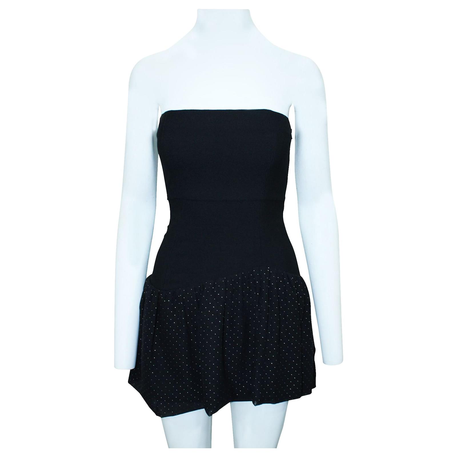 Maje Mini vestido negro sin tirantes con lunares Poliéster ref