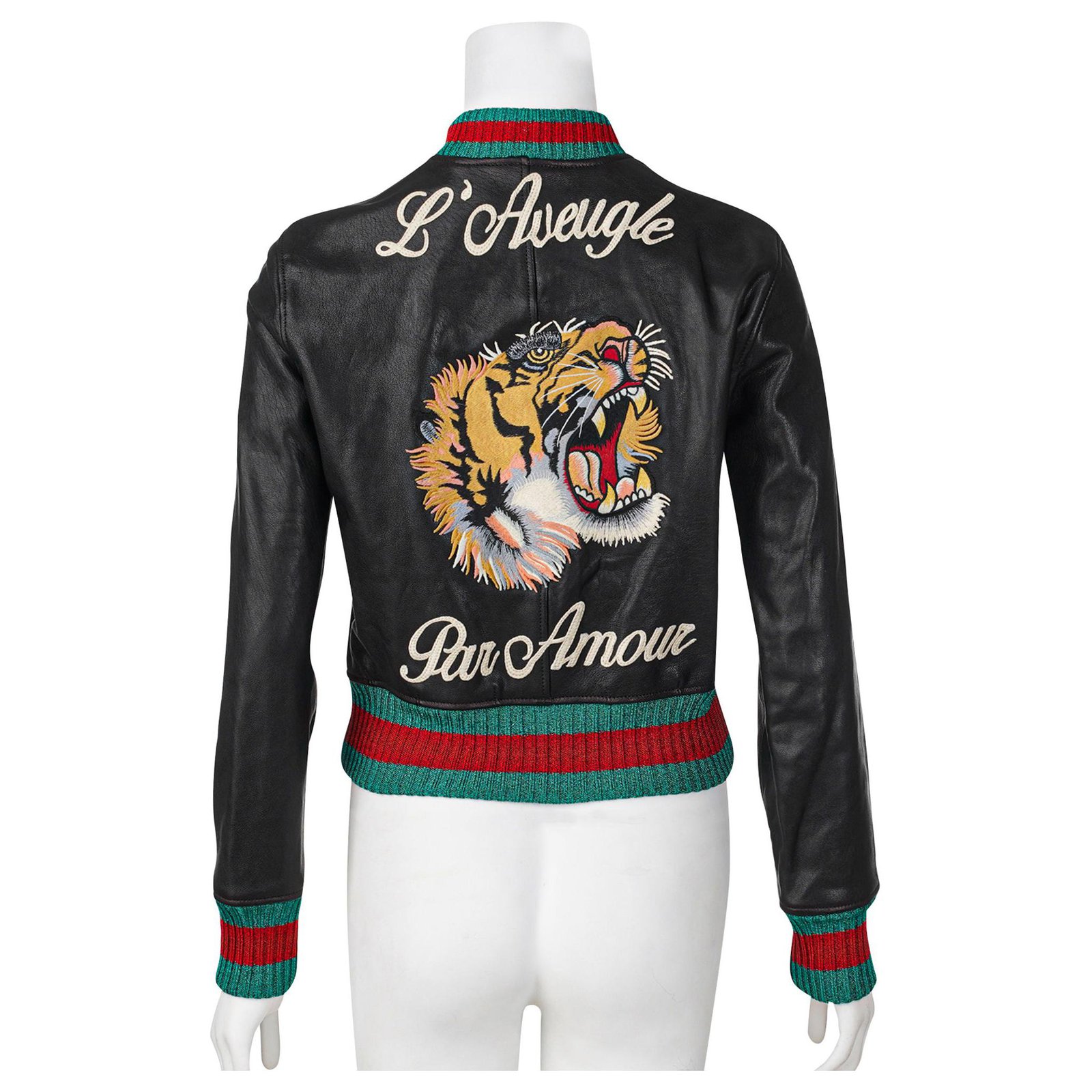 Gucci Leather Jacket with Tiger Embroidery Back Black ref.305525 - Joli  Closet