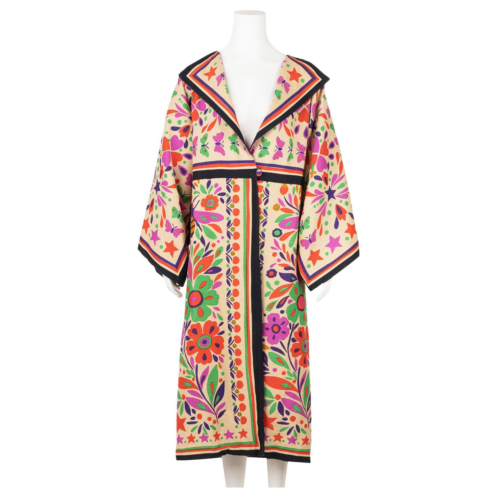 Gucci Paradise-print linen-blend kimono-style coat  - Joli Closet