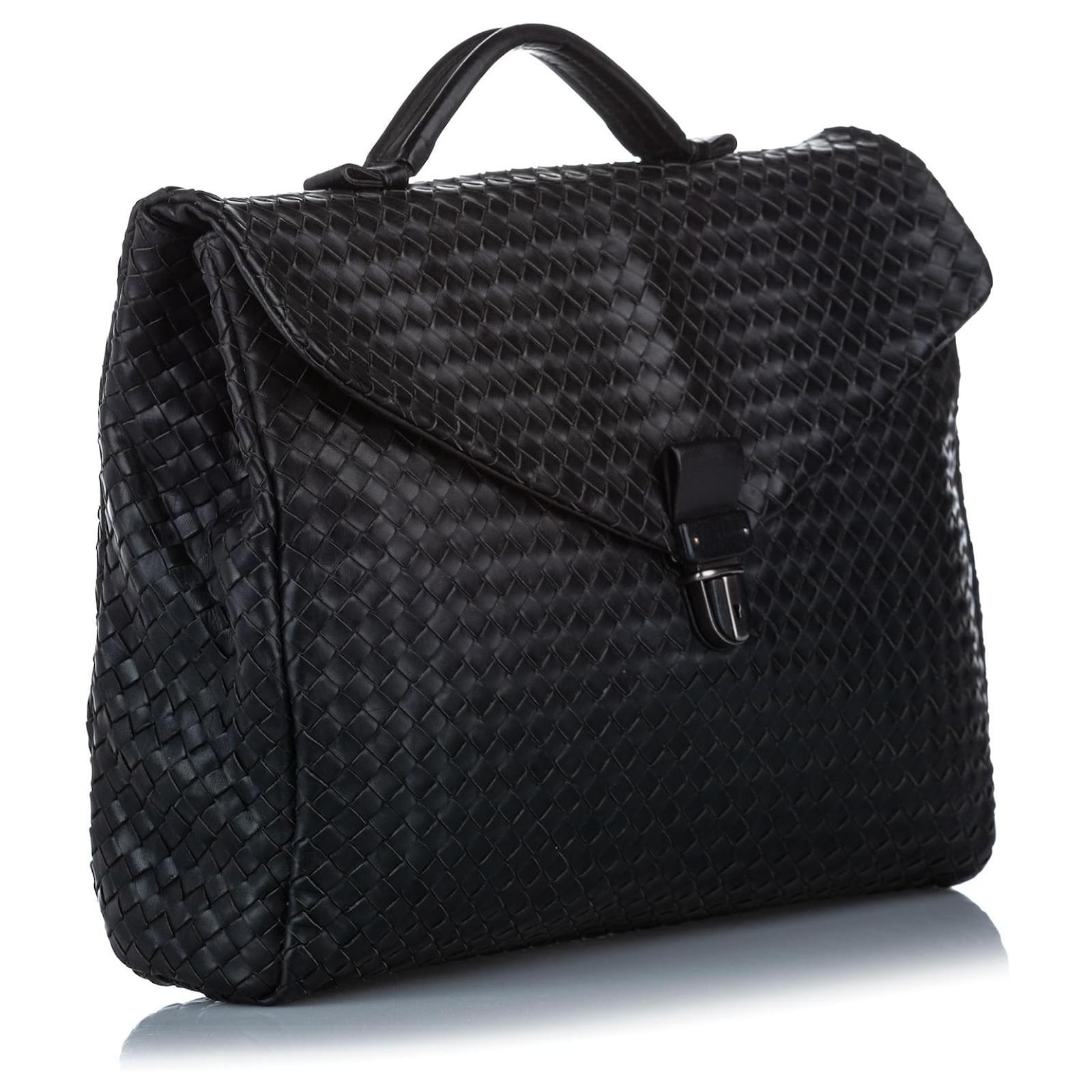 Bottega Veneta Black Intrecciato Leather Business Bag Pony