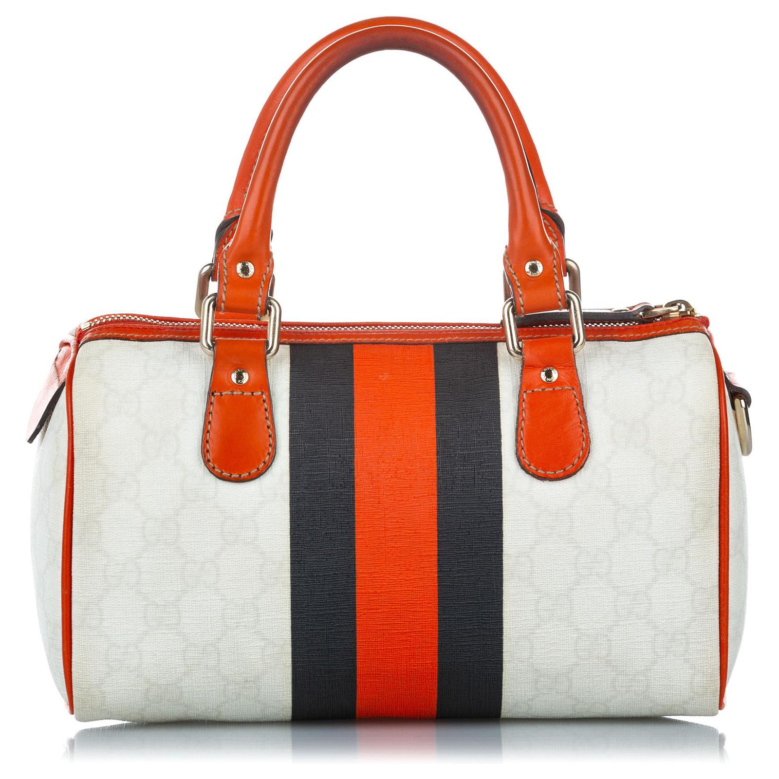 Gucci White GG Supreme Joy Boston Bag Multiple colors Leather