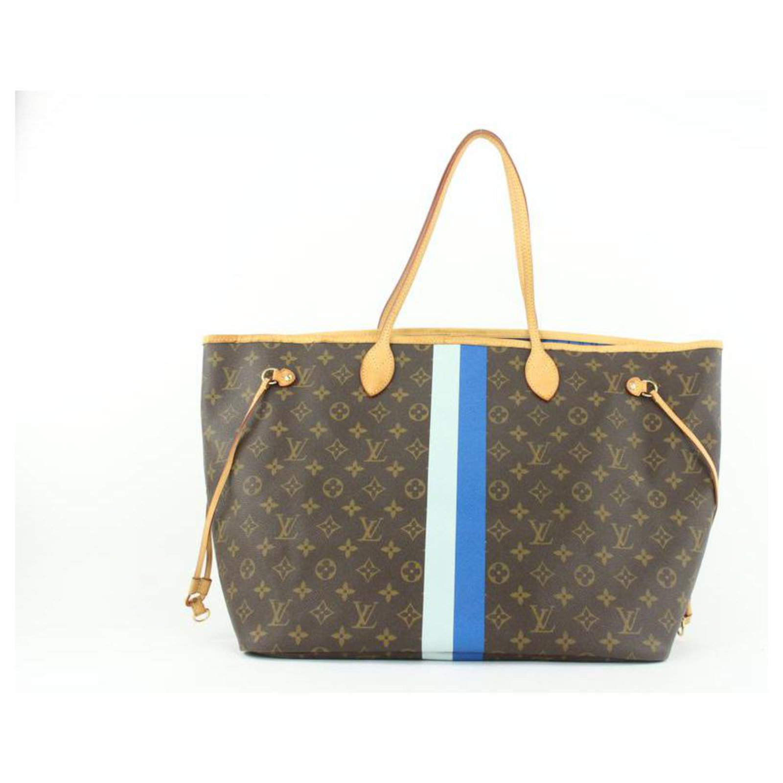 Louis Vuitton Large Blue Monogram Mon Stripe Neverfull GM Tote Bag Leather  ref.306664 - Joli Closet