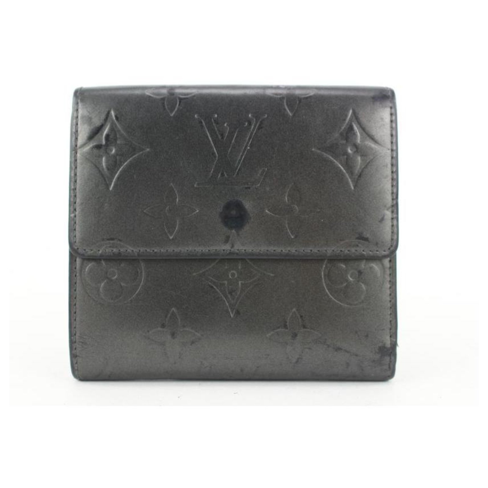 Louis Vuitton Green Elise Snap Compact Wallet Vernis Monogram