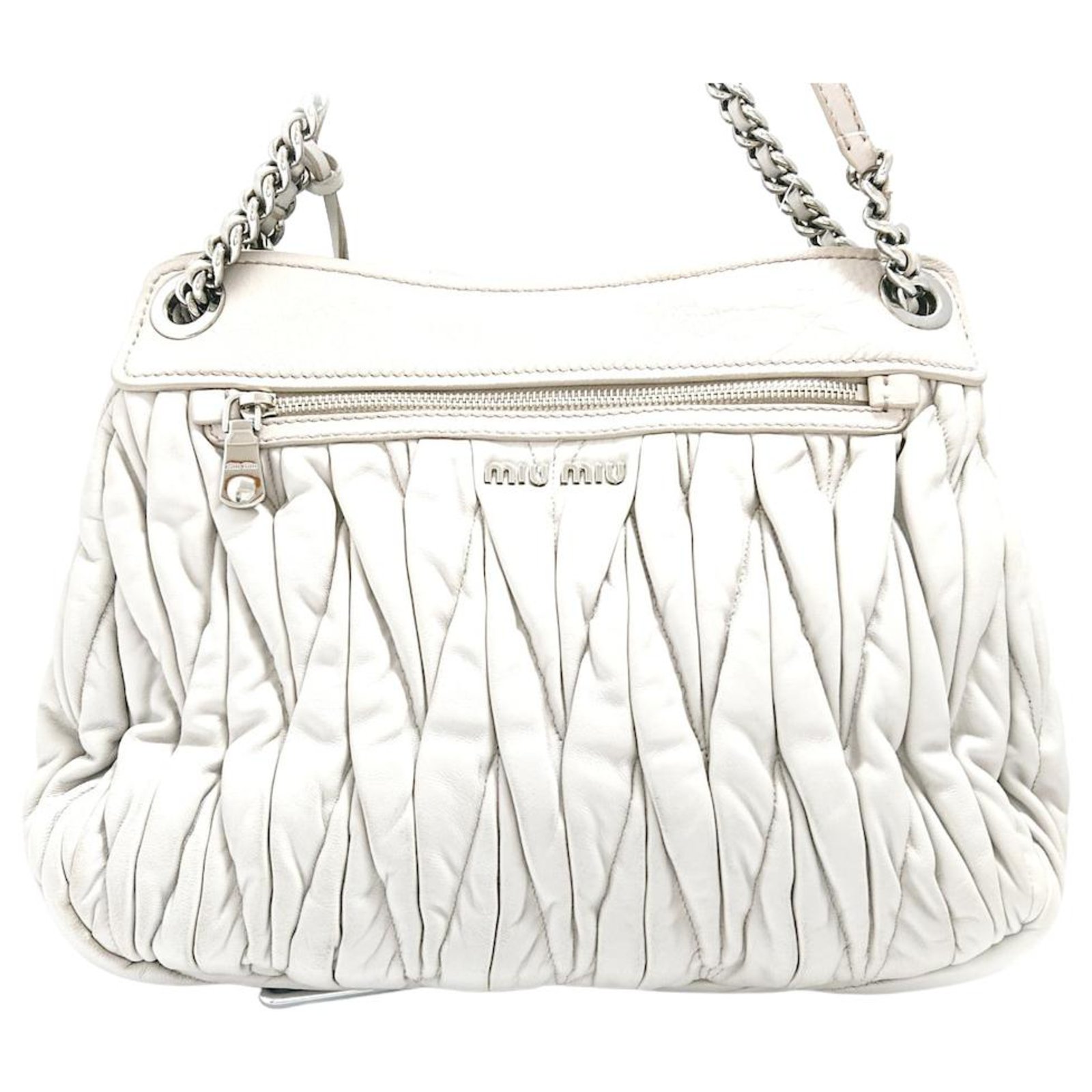 Miu Miu Shoulder Bag Grey Leather ref.307381 - Joli Closet