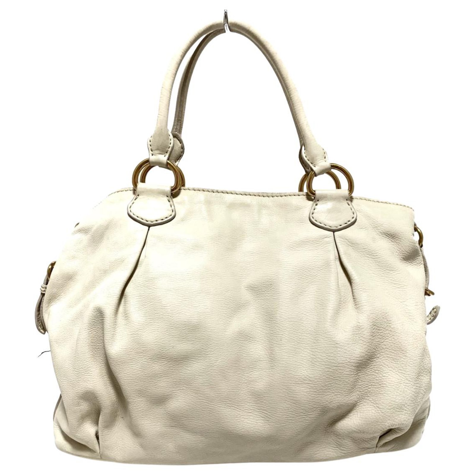 Miu Miu Large Tote Bag Cream Leather