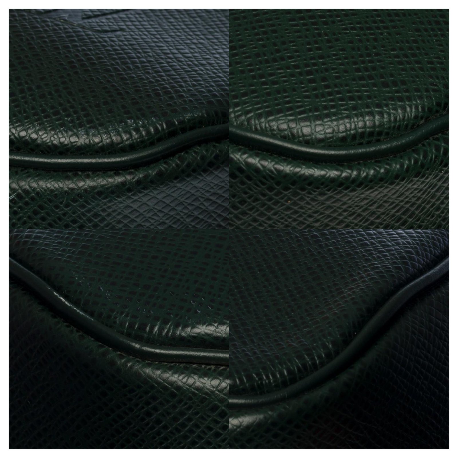 Charming Louis Vuitton Helanga travel bag in green taiga leather