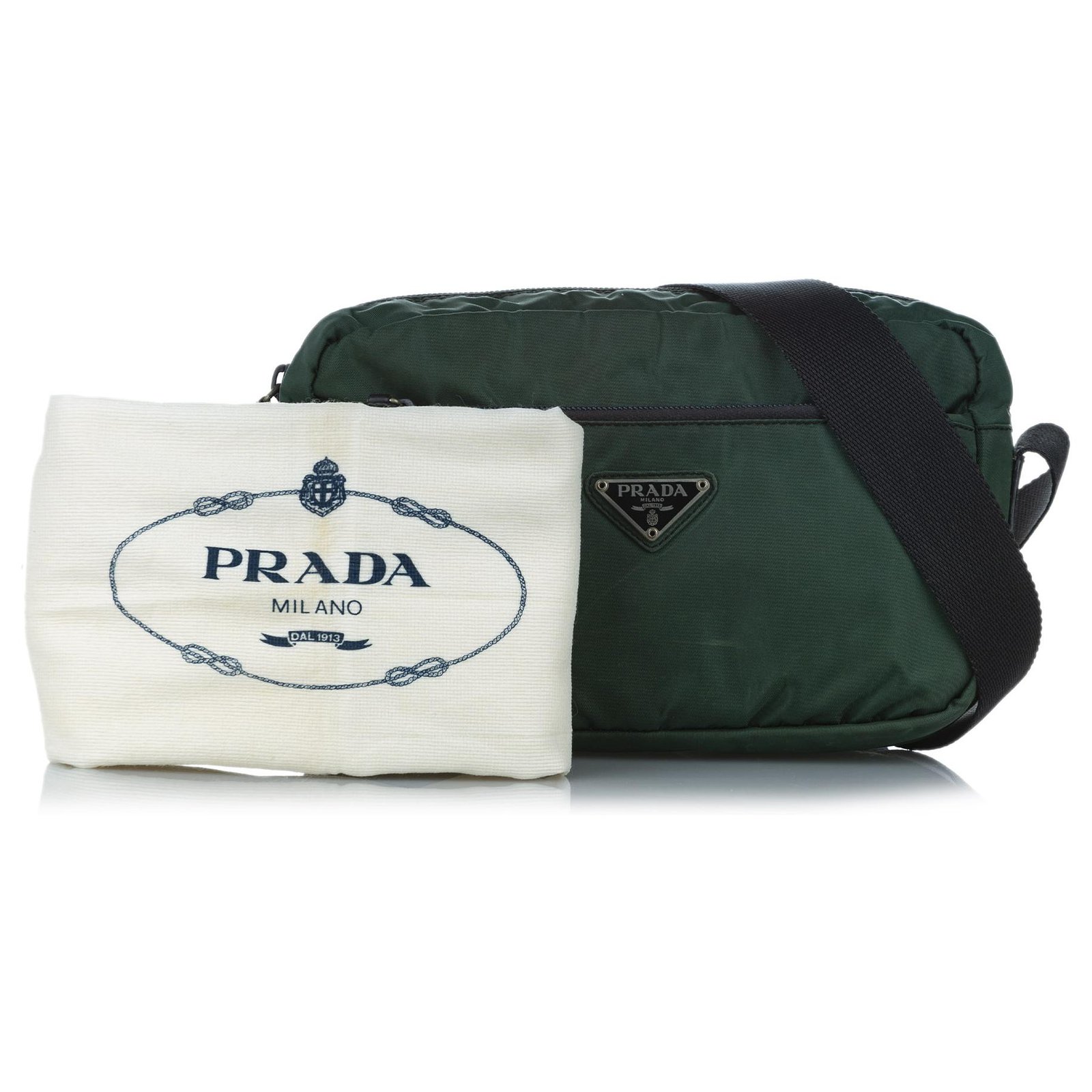 Tessuto city cloth handbag Prada Green in Cloth - 29667974