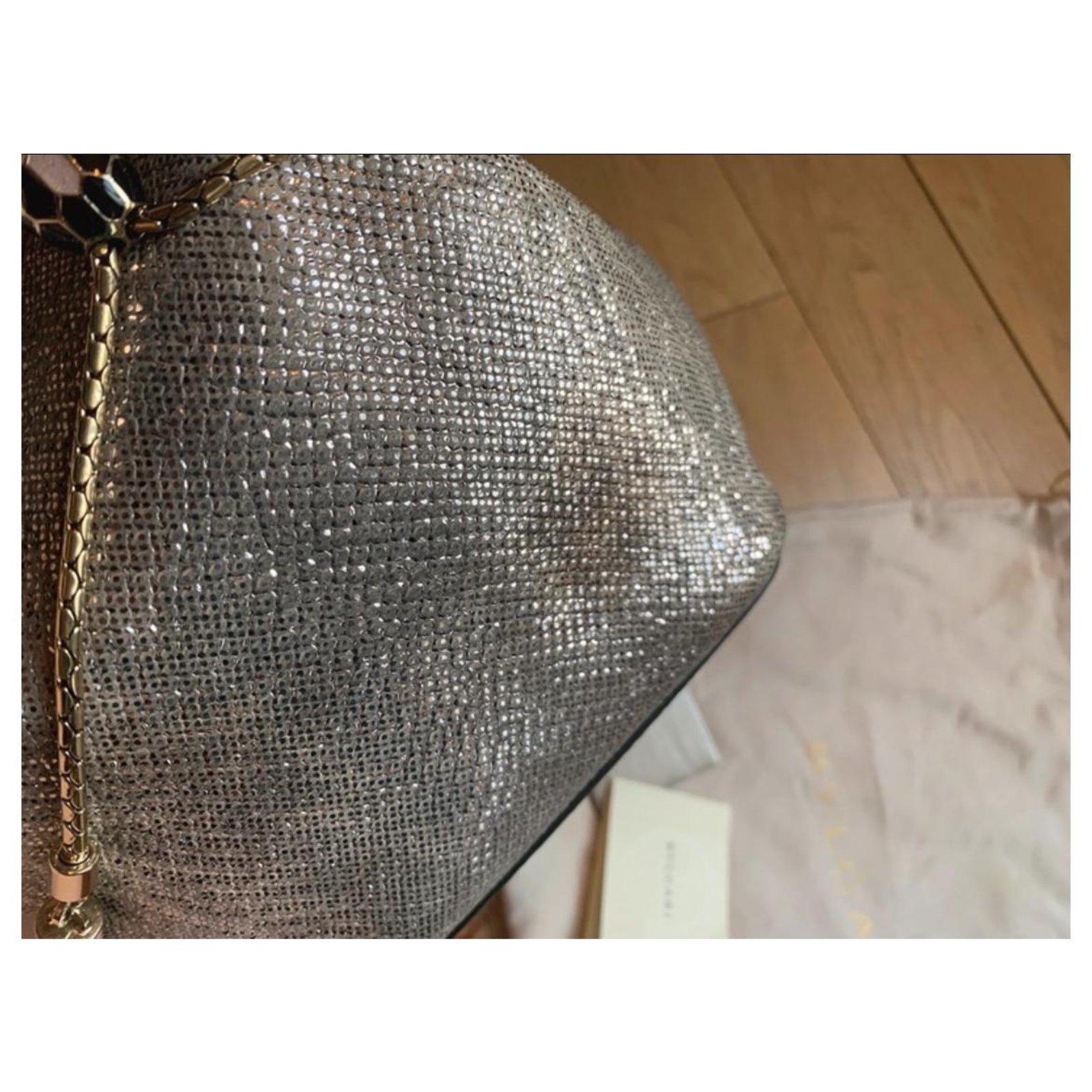 Bvlgari Serpenti Heritage Mesh Metallic Leather Bucket Bag In Light Gold