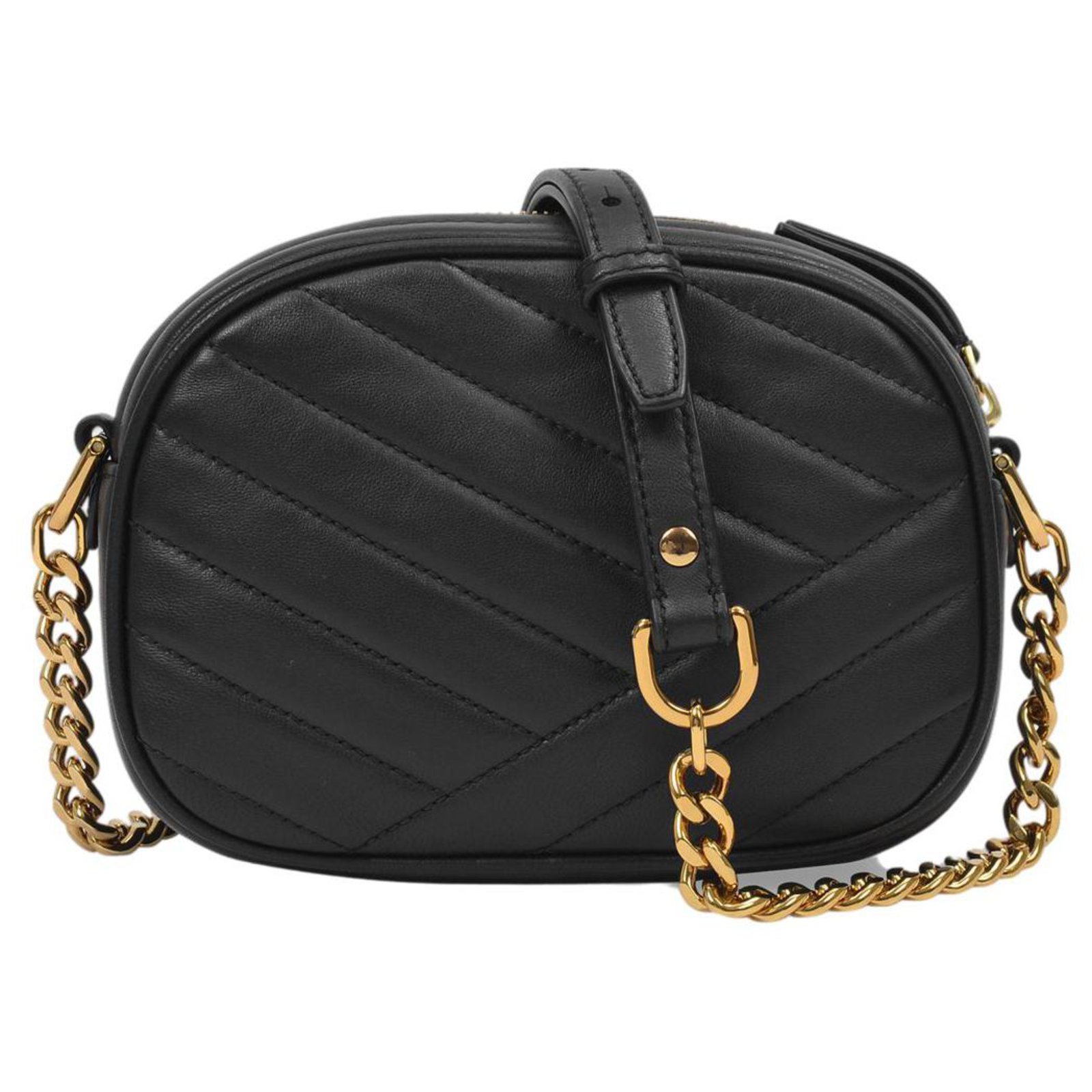 Tory Burch Kira Chevron Small Camera Bag in Black Leather ref