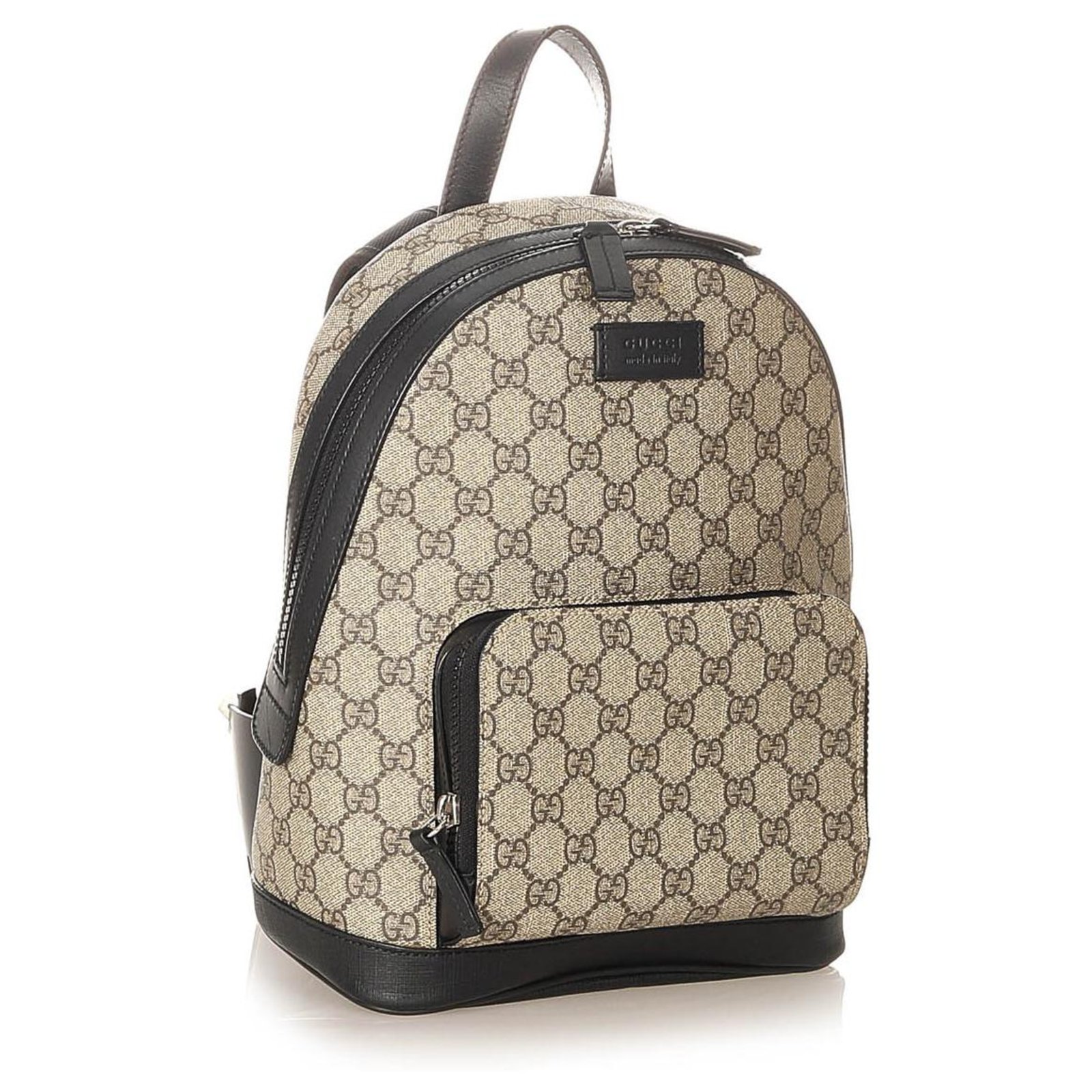 Gucci Brown GG Supreme Backpack Black Light brown Leather Cloth Pony-style  calfskin Cloth ref.303752 - Joli Closet