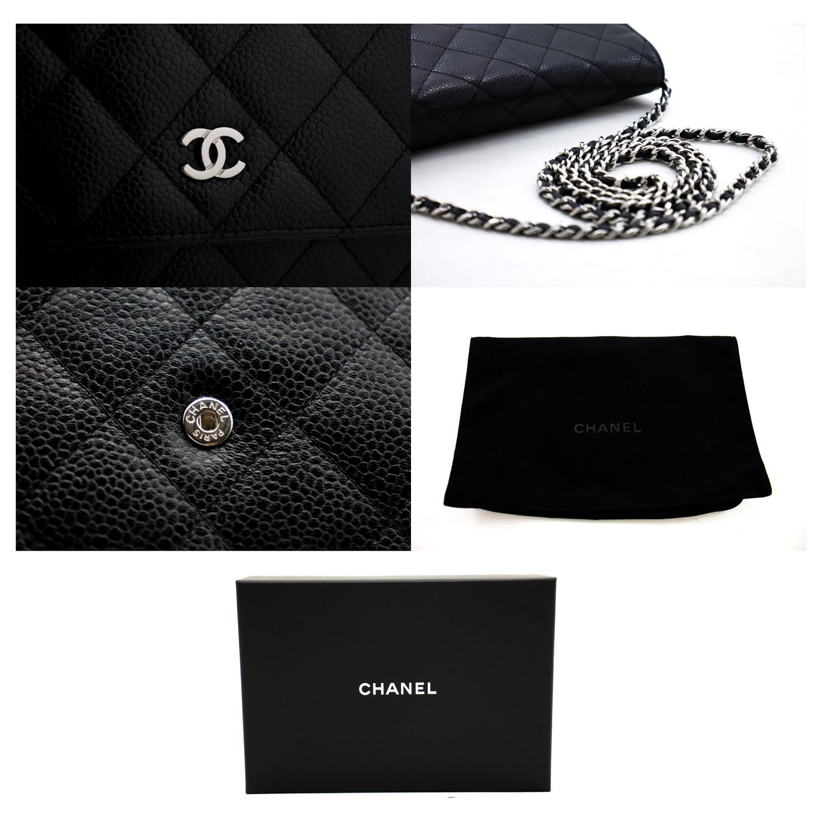 CHANEL Caviar Wallet On Chain WOC Black Shoulder Bag Crossbody Leather  ref.310096 - Joli Closet