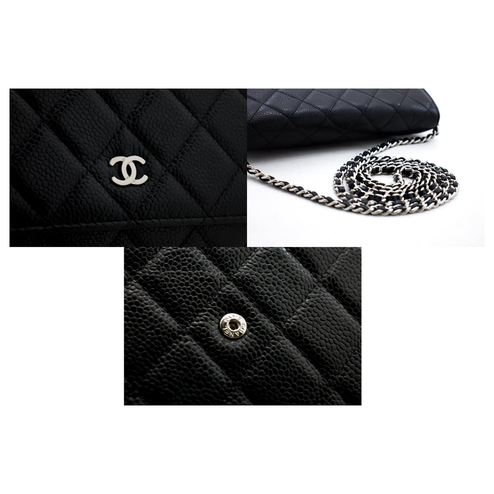 CHANEL Caviar Wallet On Chain WOC Black Shoulder Bag Crossbody