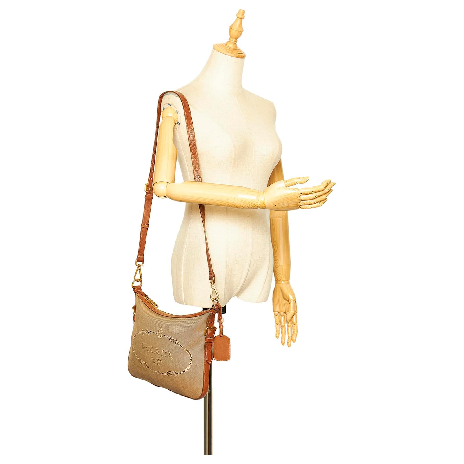 【PRADA】SAND CANVAS HANDBAG Prada Sand Canvas Shopping Bag | italist