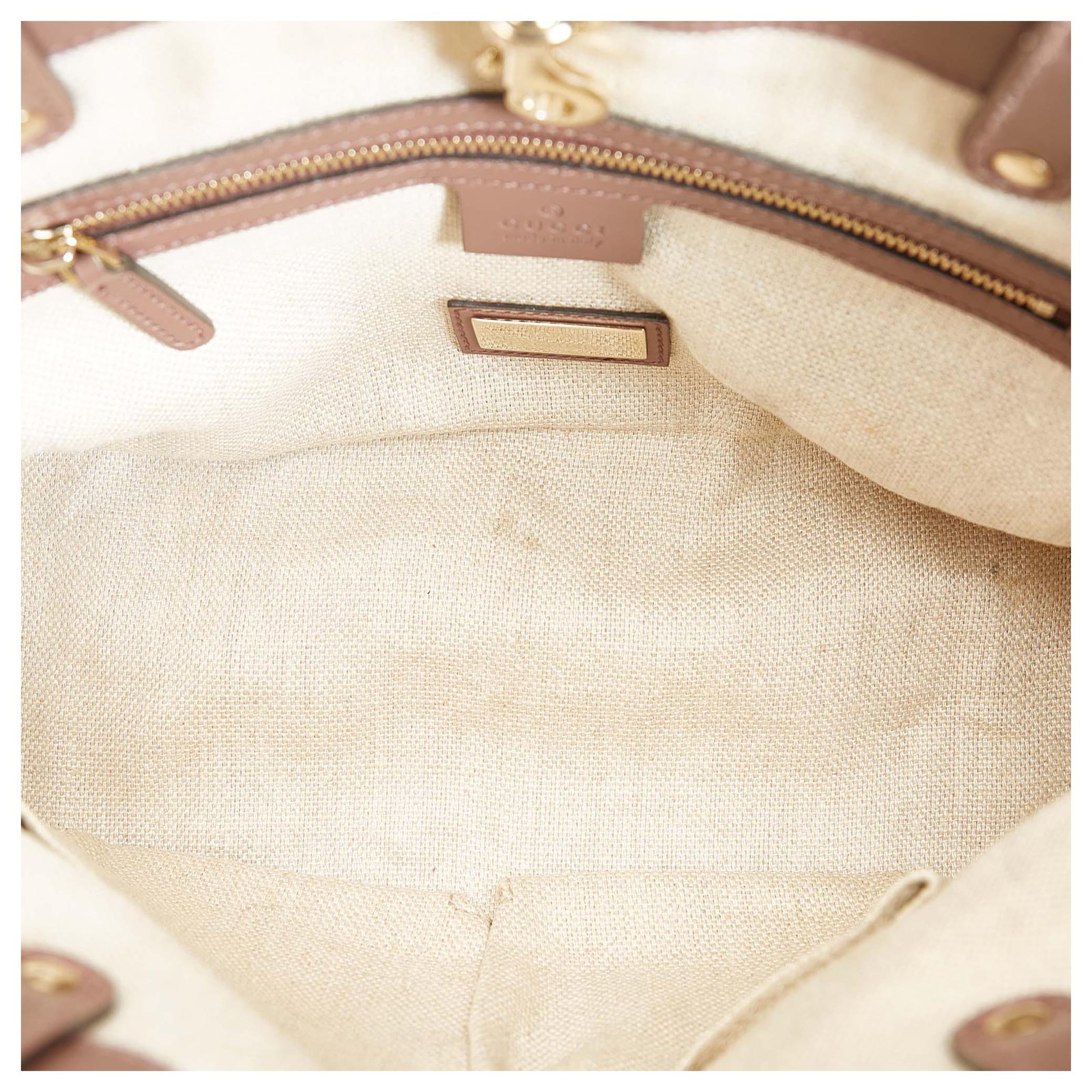 Gucci White Craft Canvas Tote Bag Brown Dark brown Leather Cloth Pony-style  calfskin Cloth ref.392570 - Joli Closet