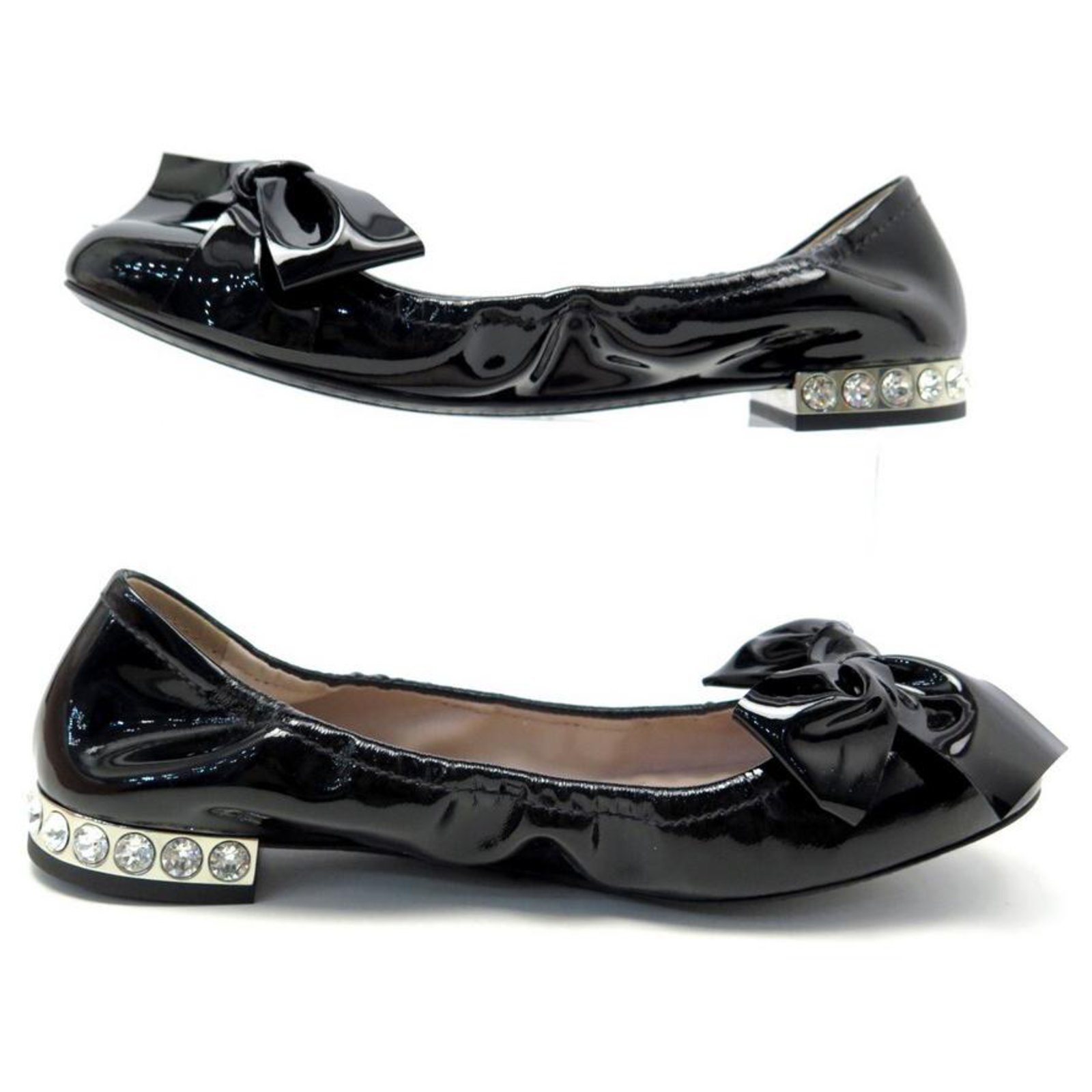 Miu Miu Patent Leather Ballerinas black wet-look Shoes Ballerinas Patent Leather Ballerinas 