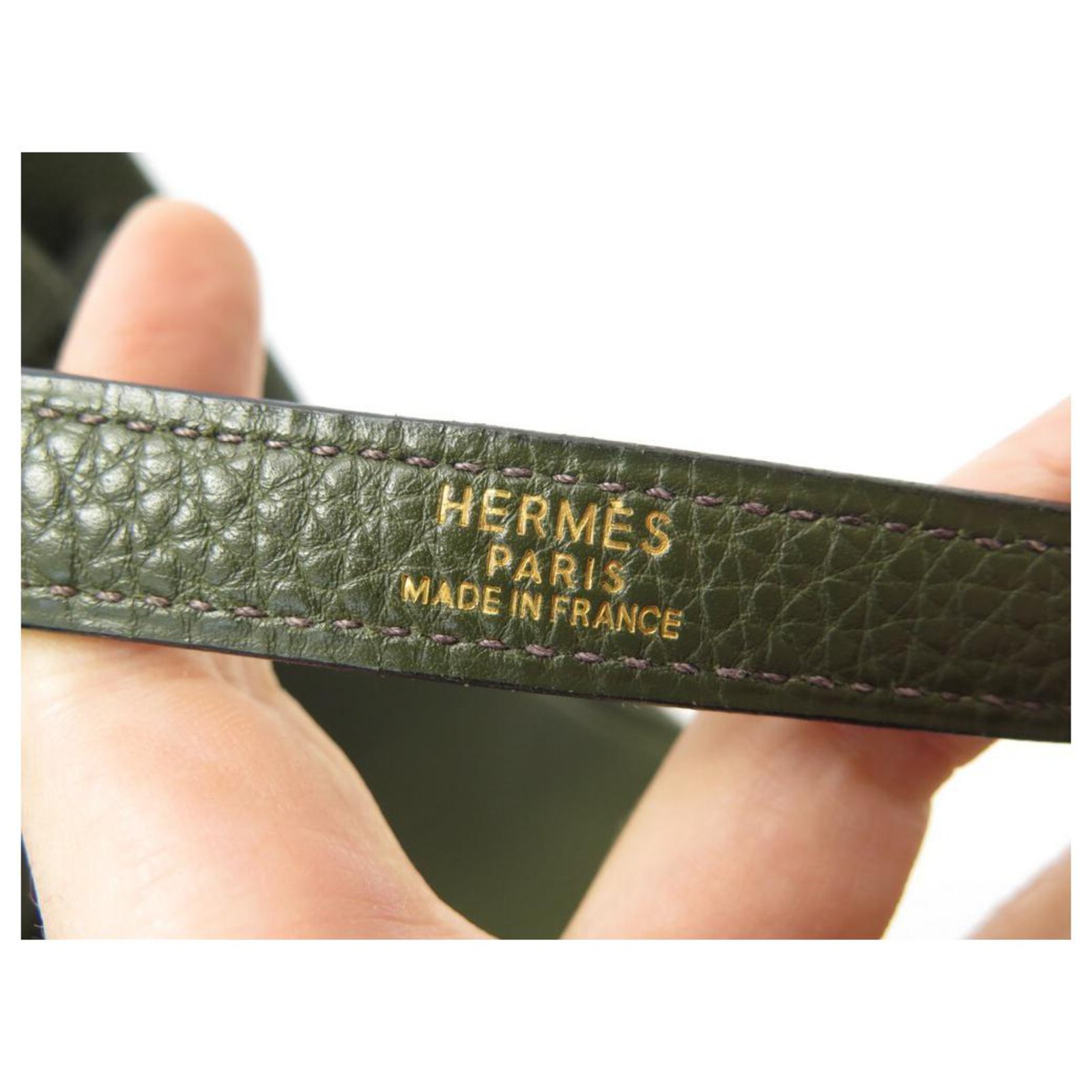 Hermès Kelly handbag 32 LEATHER RETURNS ARDENNES KHAKI 2000 PURSE