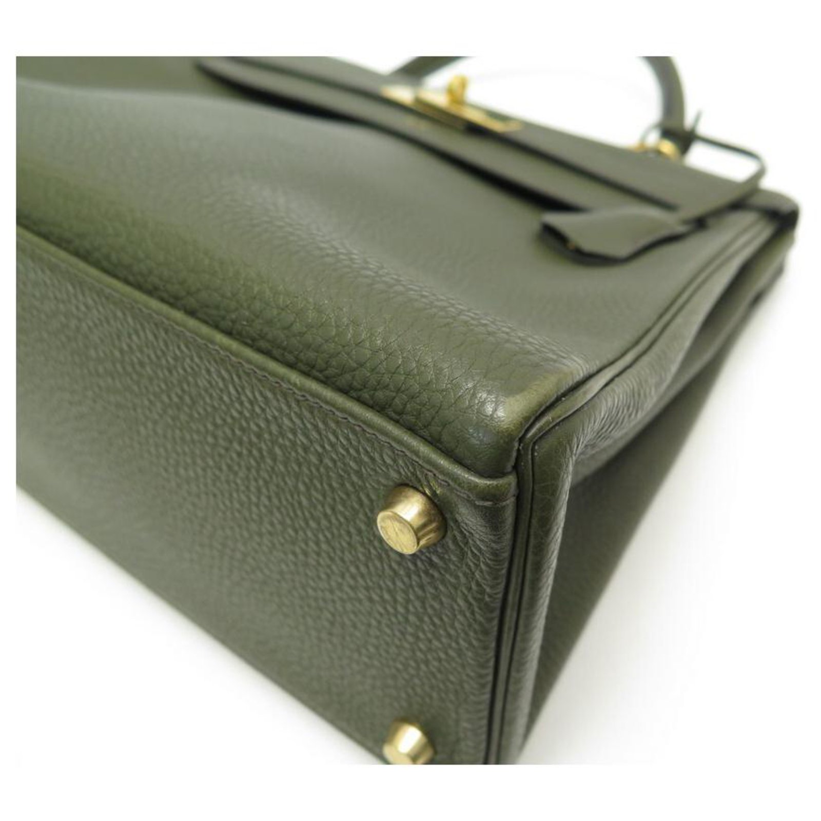 Hermès Kelly handbag 32 LEATHER RETURNS ARDENNES KHAKI 2000 PURSE STRAP  ref.311566 - Joli Closet
