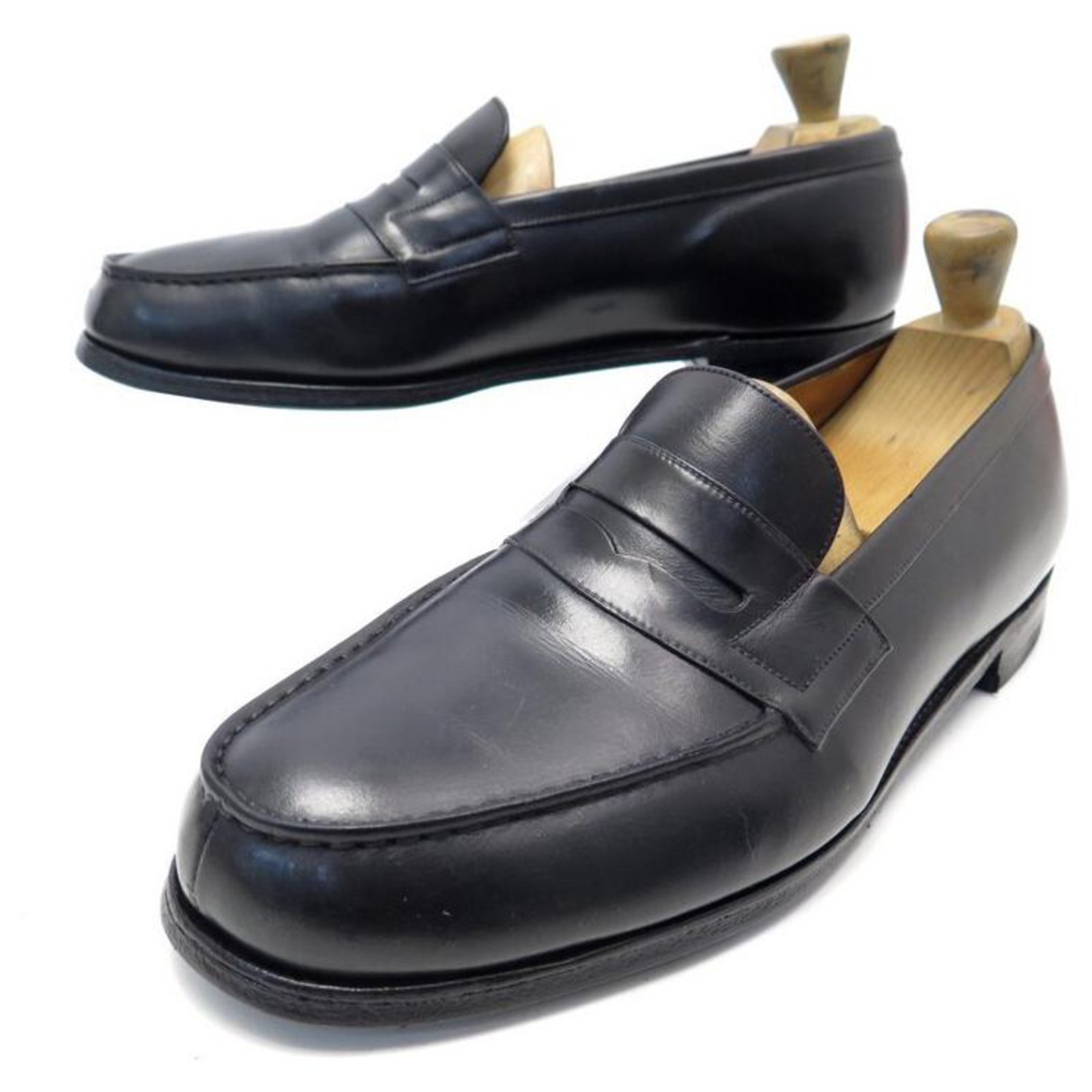 JM WESTON LOAFERS 180 8C 42 BLACK LEATHER LOAFERS SHOES ref.311711