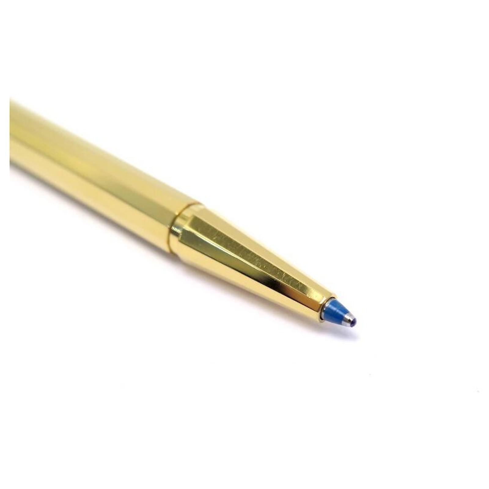 VINTAGE ST DUPONT BALLPOINT PEN IN GOLD METAL + GOLDEN BALLPOINT PEN