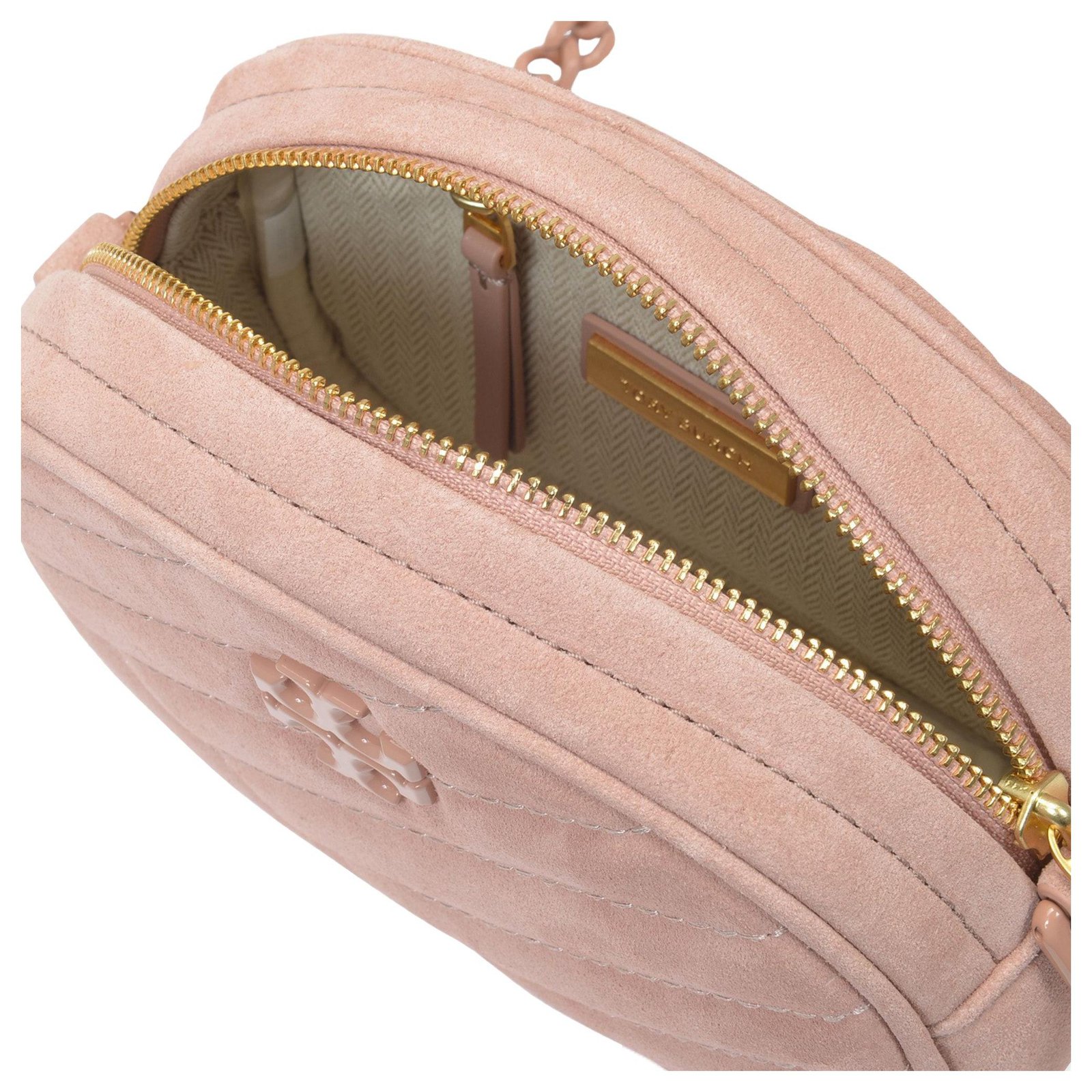 Tory Burch Kira Chevron Coated Small Camera Bag in Pink Leather ref.312152  - Joli Closet