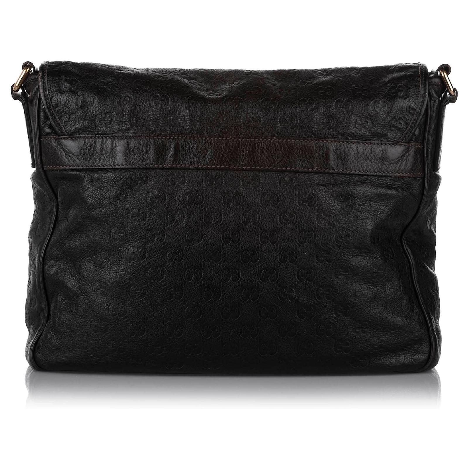 Gucci Black Guccissima Leather Messenger Bag Ponystyle calfskin ref