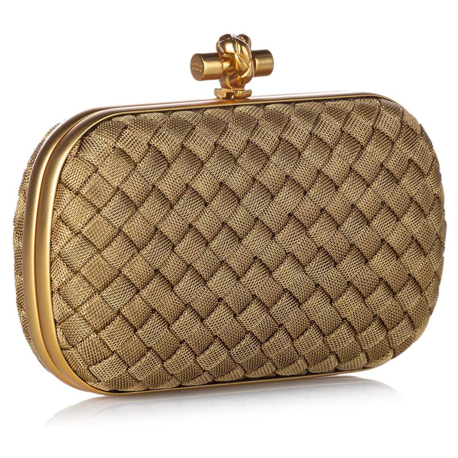 Bottega Veneta - Authenticated Pochette Knot Clutch Bag - Silk Gold Plain for Women, Never Worn