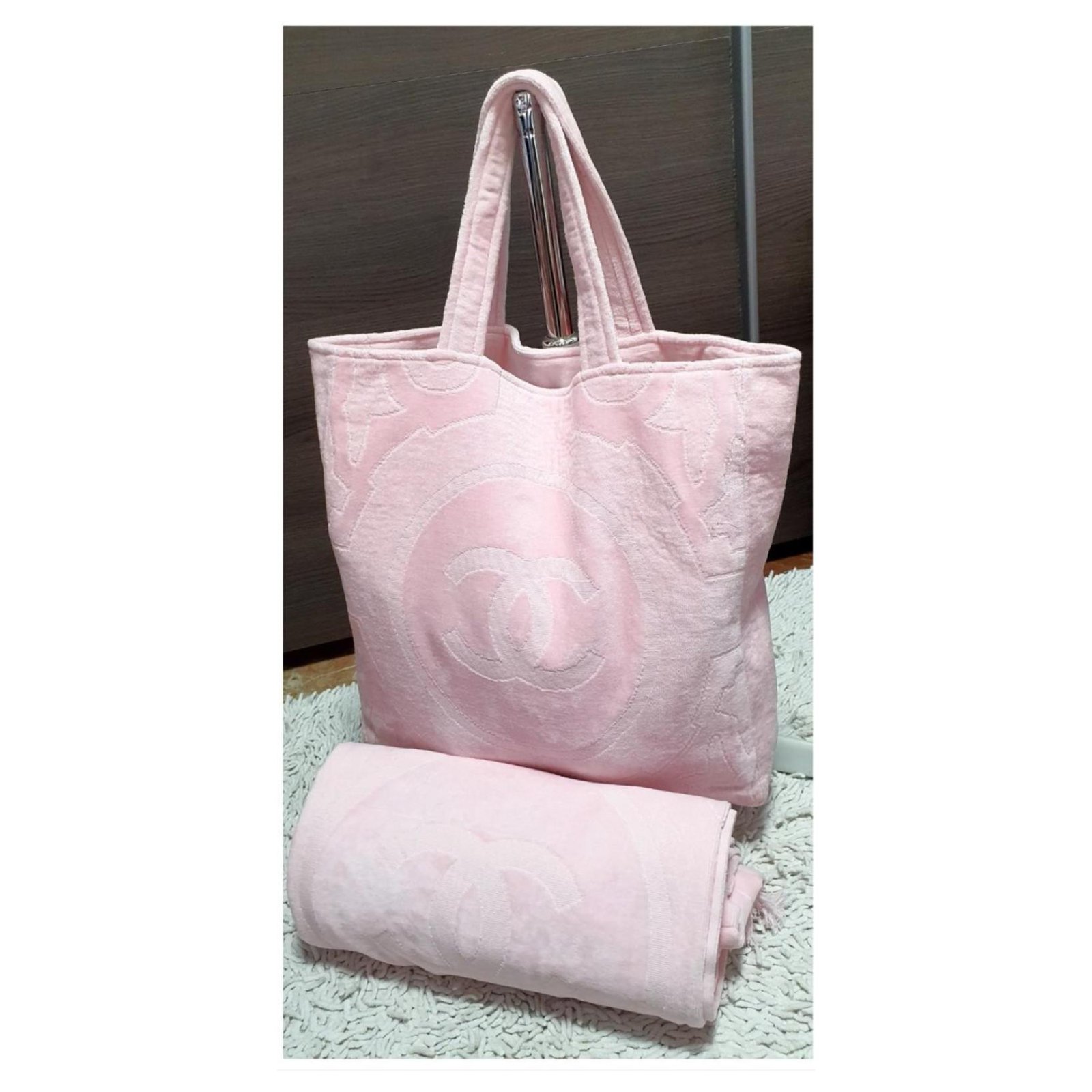 Chanel shopper beach bag Pink Cotton ref.314237 - Joli Closet
