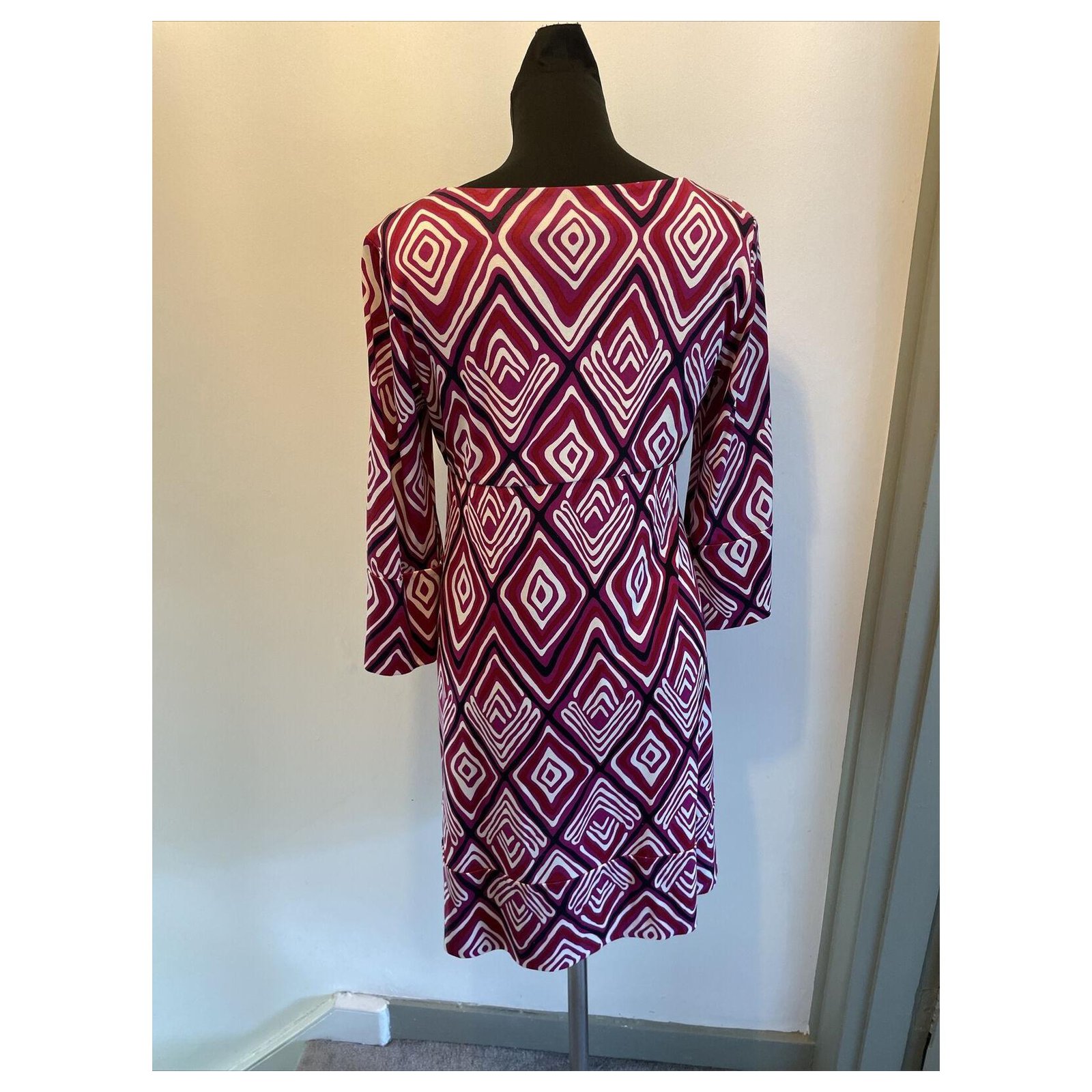 Diane Von Furstenberg DvF Laetitia silk dress with diamond pattern ...