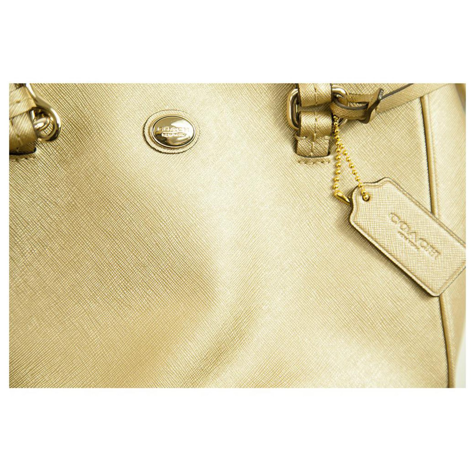 Coach Gold Leather 3 Compartments Speedy Satchel Shoulder Bag