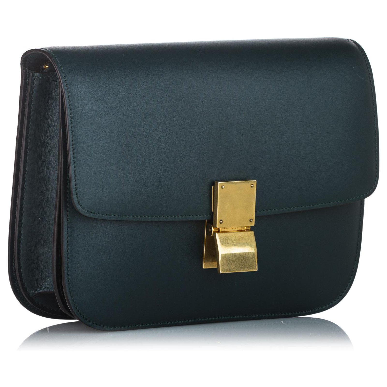 Celine Medium Classic Bag In Box Calfskin- Dark Green