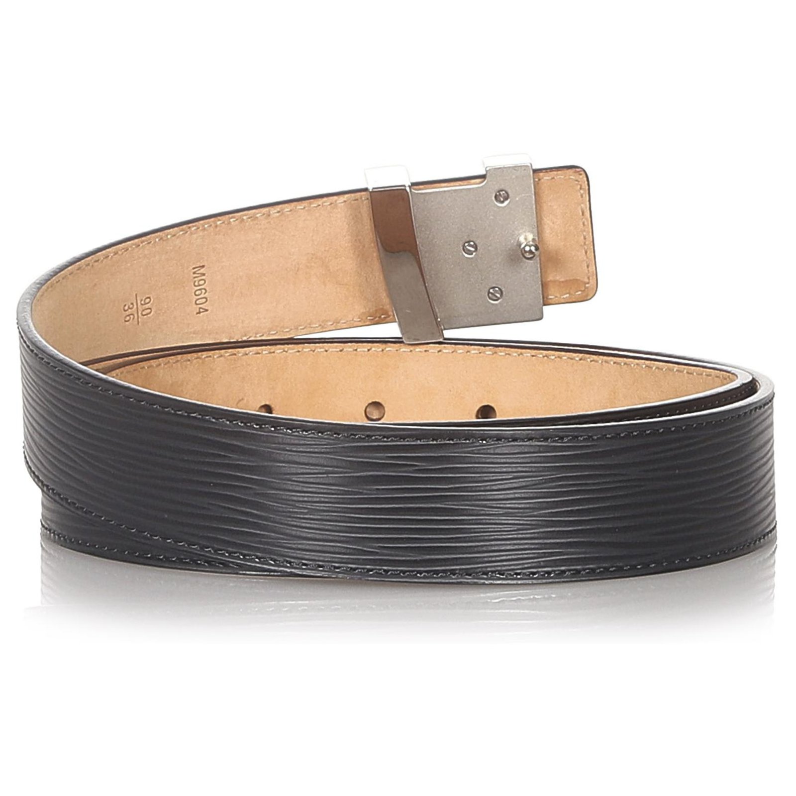 Louis Vuitton Black Epi Leather Lv Initiales Belt (size 90) in Brown