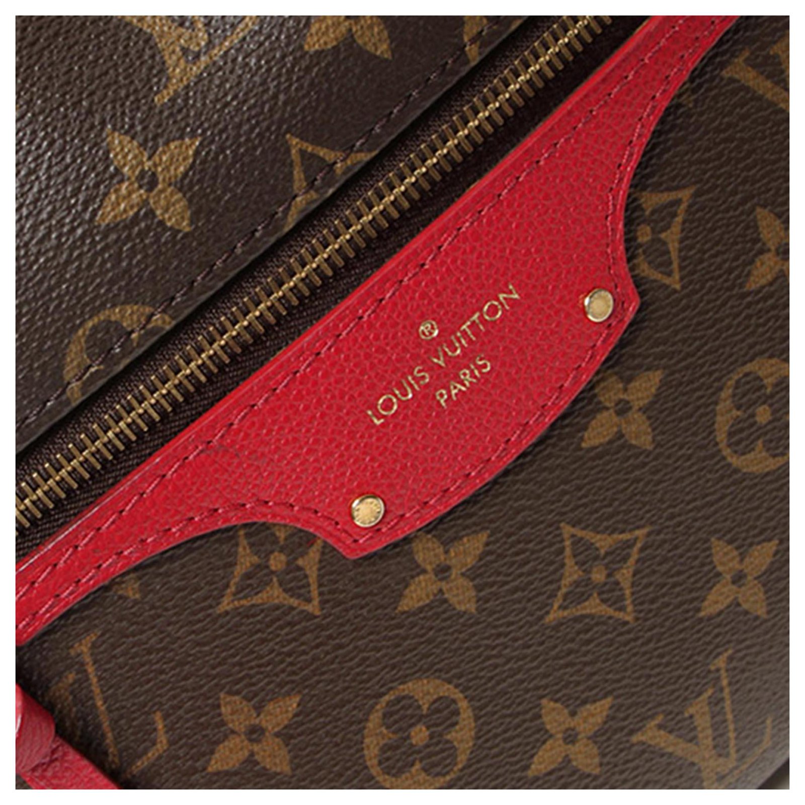 Louis Vuitton Brown Monogram Phenix PM Red Leather Cloth Pony