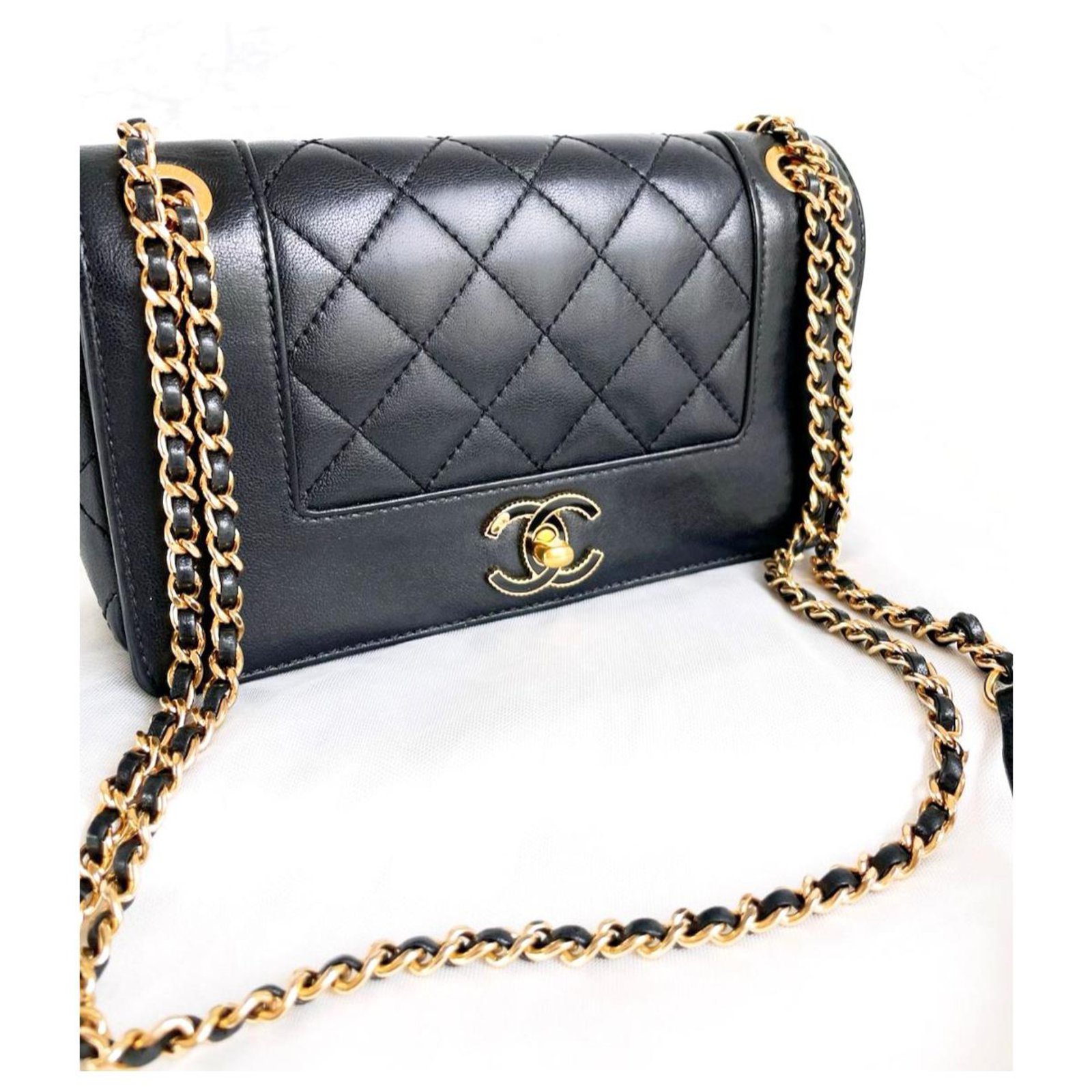 Chanel Small Mademoiselle black shoulder flap bag Leather ref