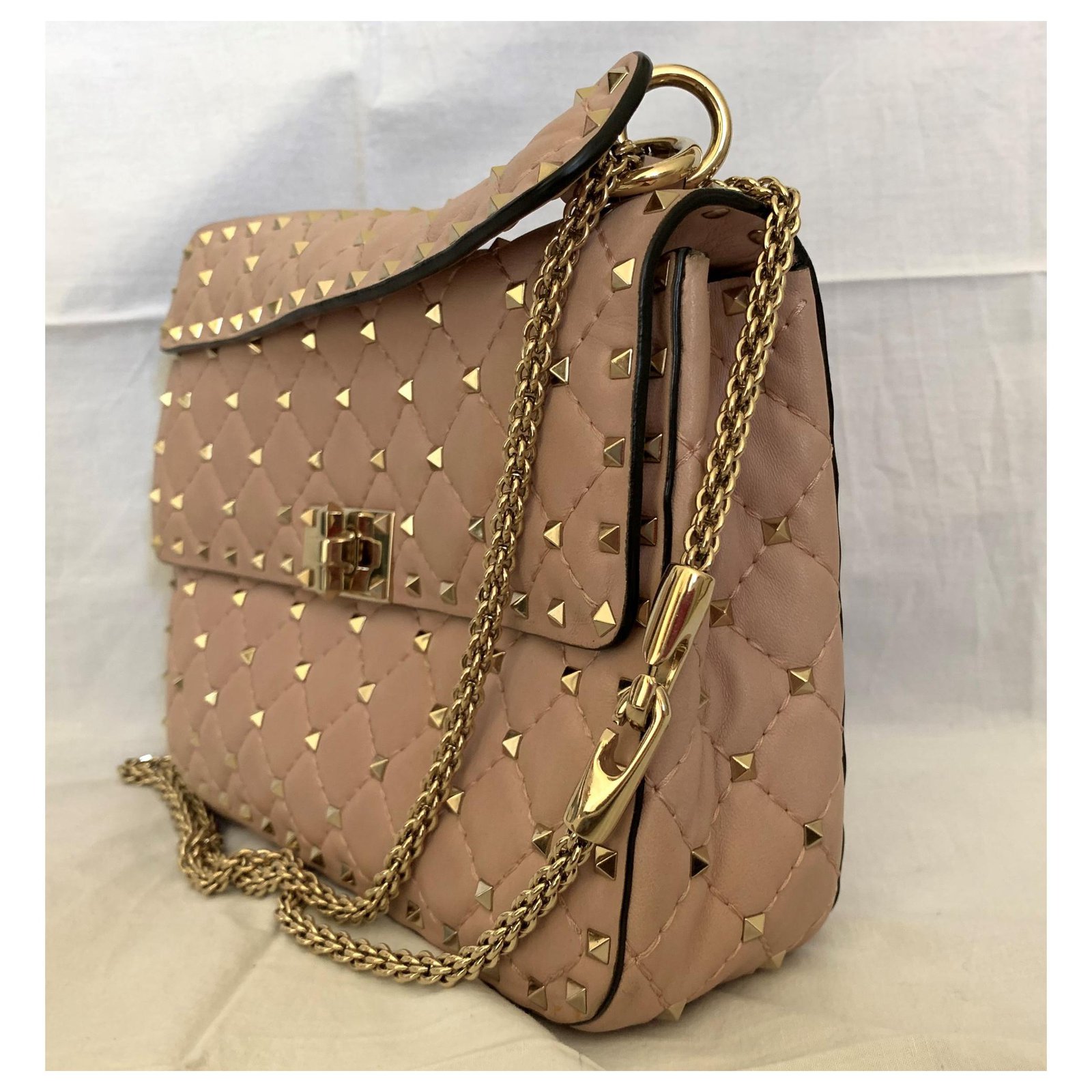 Valentino Powder leather Rockstud Spike bag Pink ref.315726 - Joli Closet