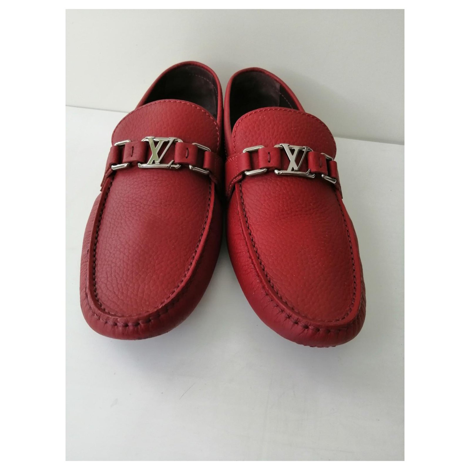 Louis Vuitton Loafers Slip ons Dark red Leather ref.316175 - Joli