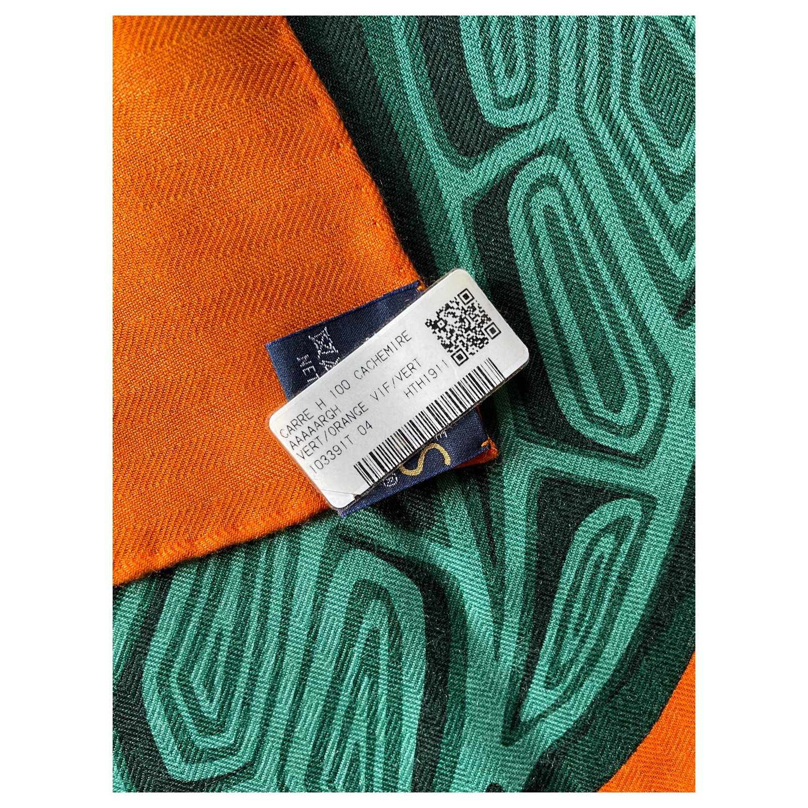 Hermès hermes Aaaaargh! scarf 100x 100 cm new Green Orange Silk